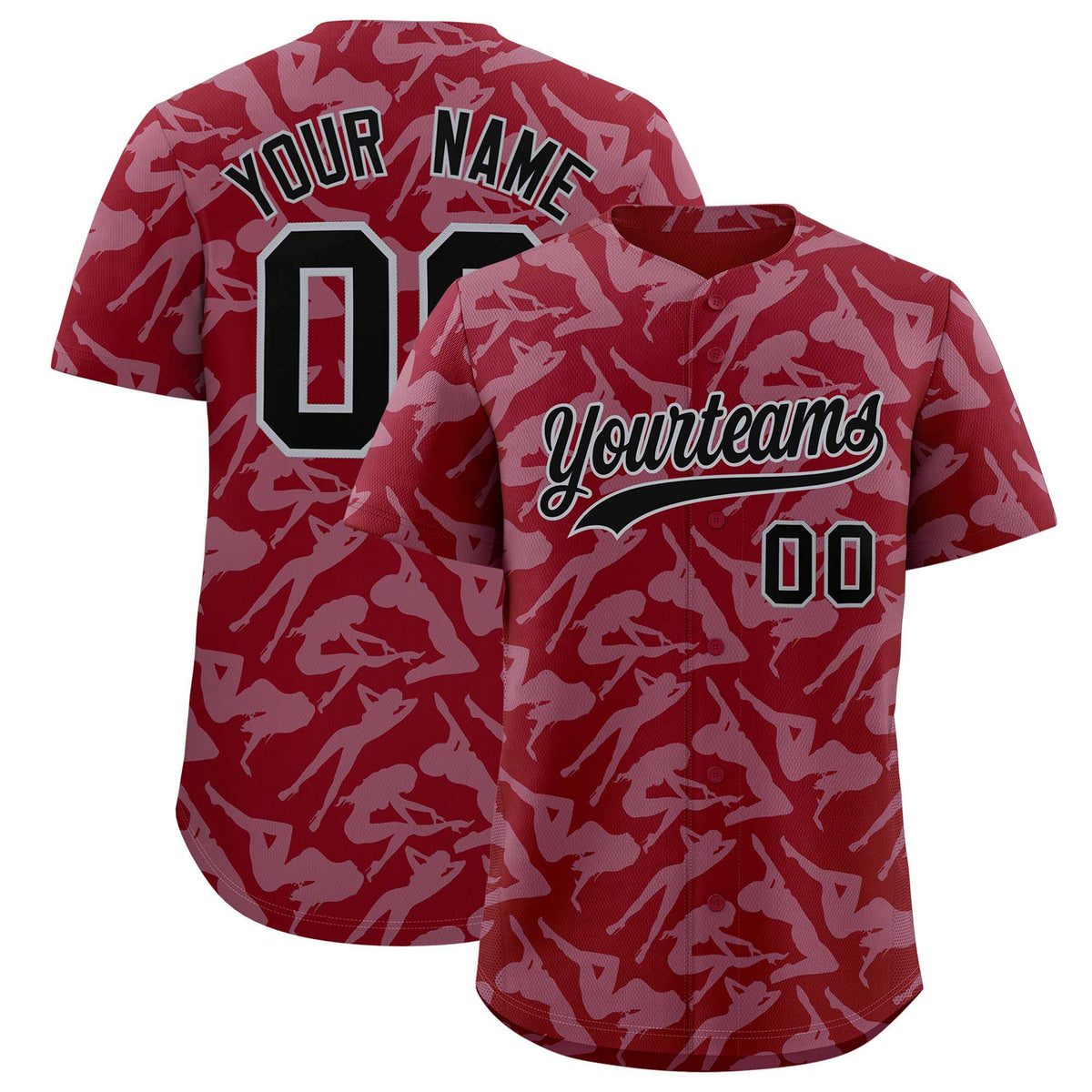 Custom Crimson Gray Playboy Graffiti Pattern Authentic Baseball Jersey| KXKSHOP