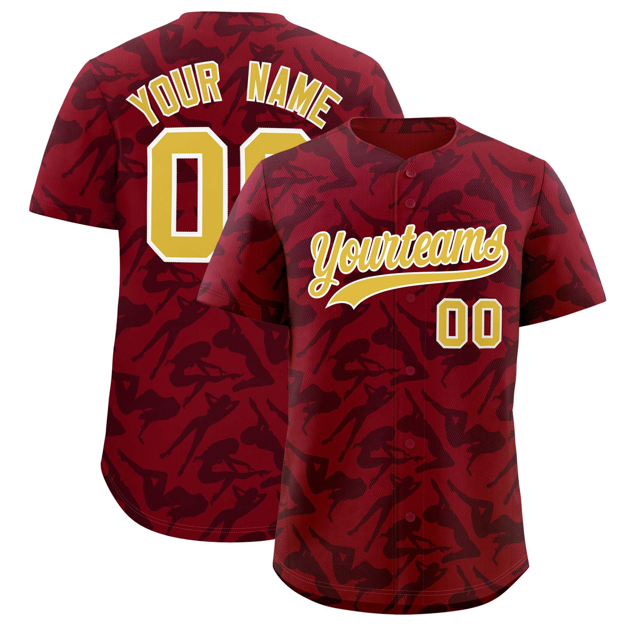 Custom Crimson Black Playboy Graffiti Pattern Authentic Baseball Jersey| KXKSHOP