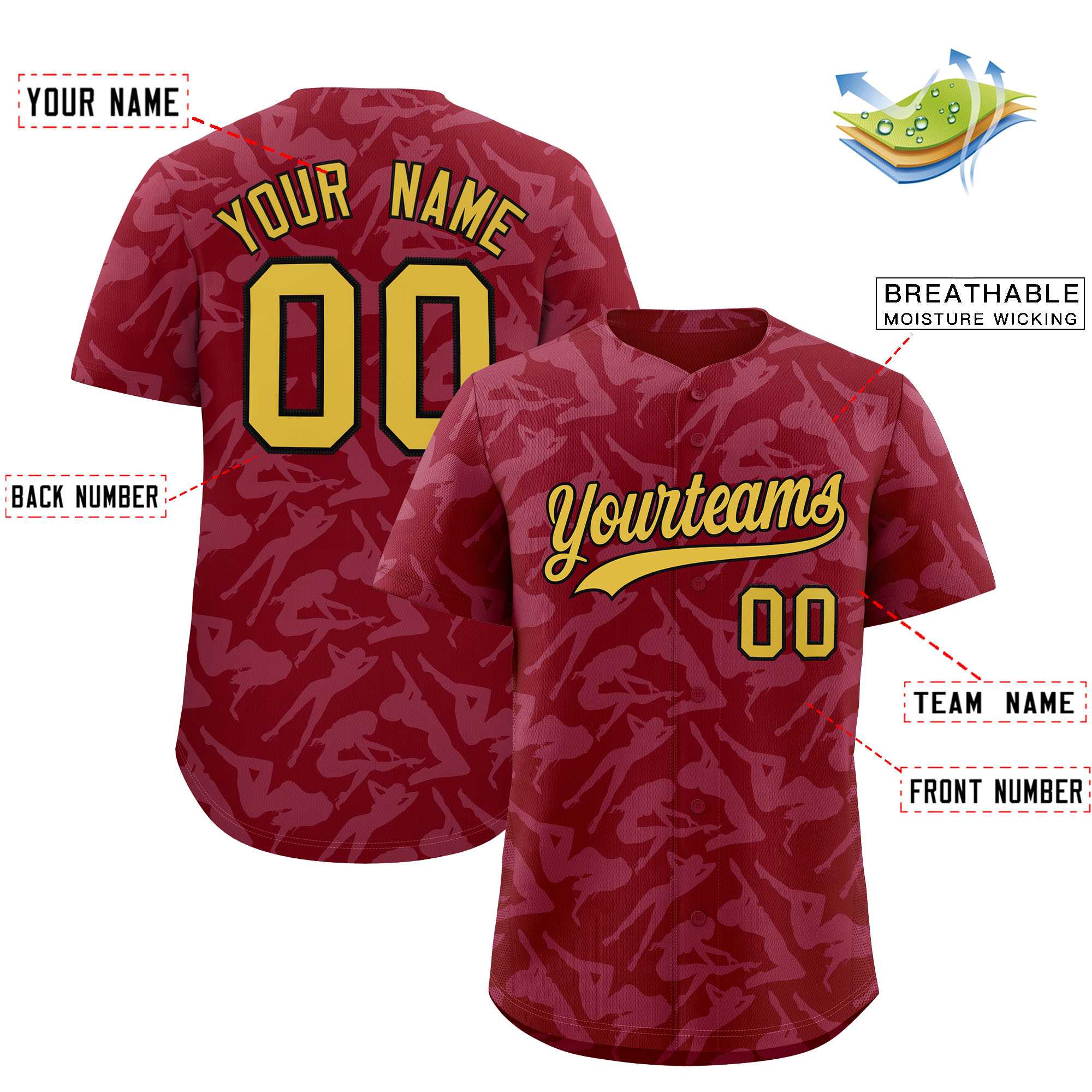 Custom Crimson White Playboy Graffiti Pattern Authentic Baseball Jersey| KXKSHOP