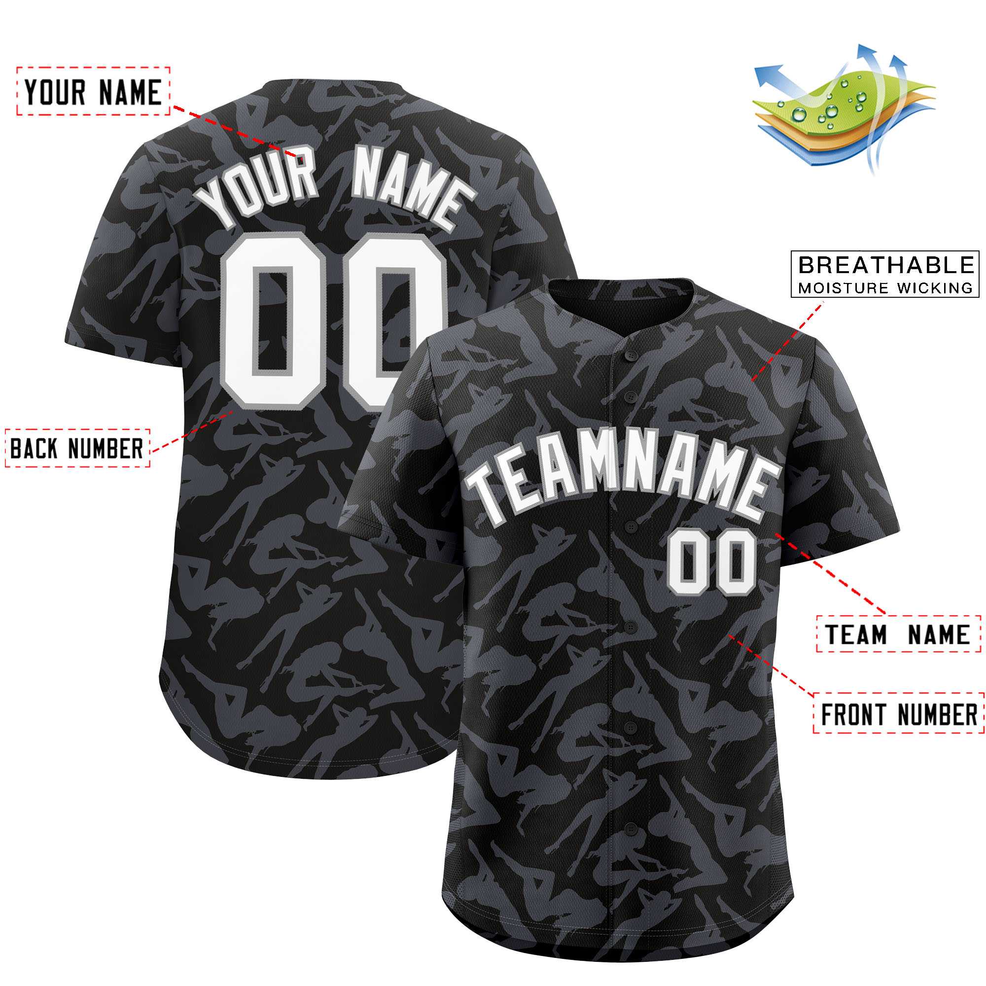 Custom Black Gray Playboy Graffiti Pattern Authentic Baseball Jersey| KXKSHOP