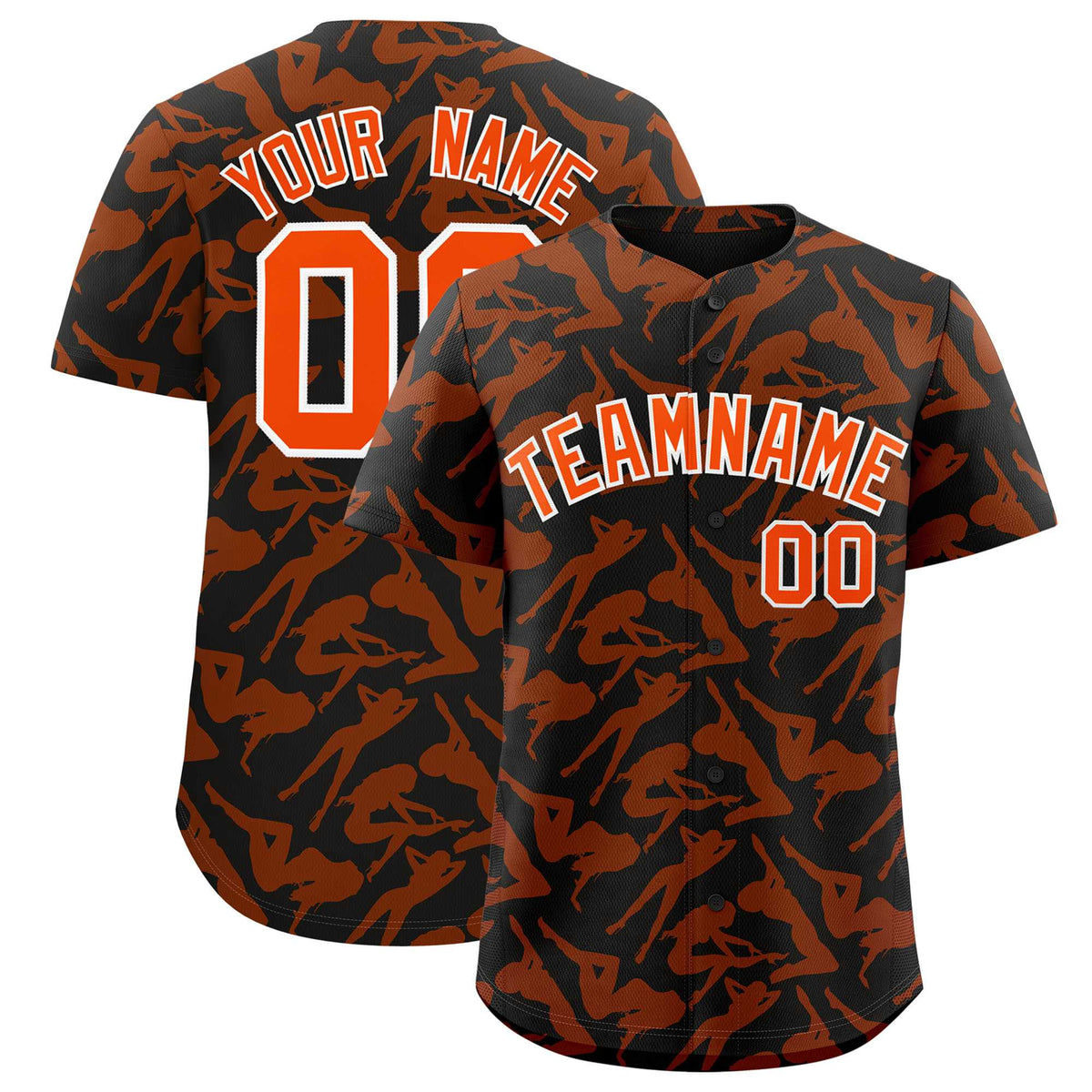 Custom Black Orange Playboy Graffiti Pattern Authentic Baseball Jersey| KXKSHOP