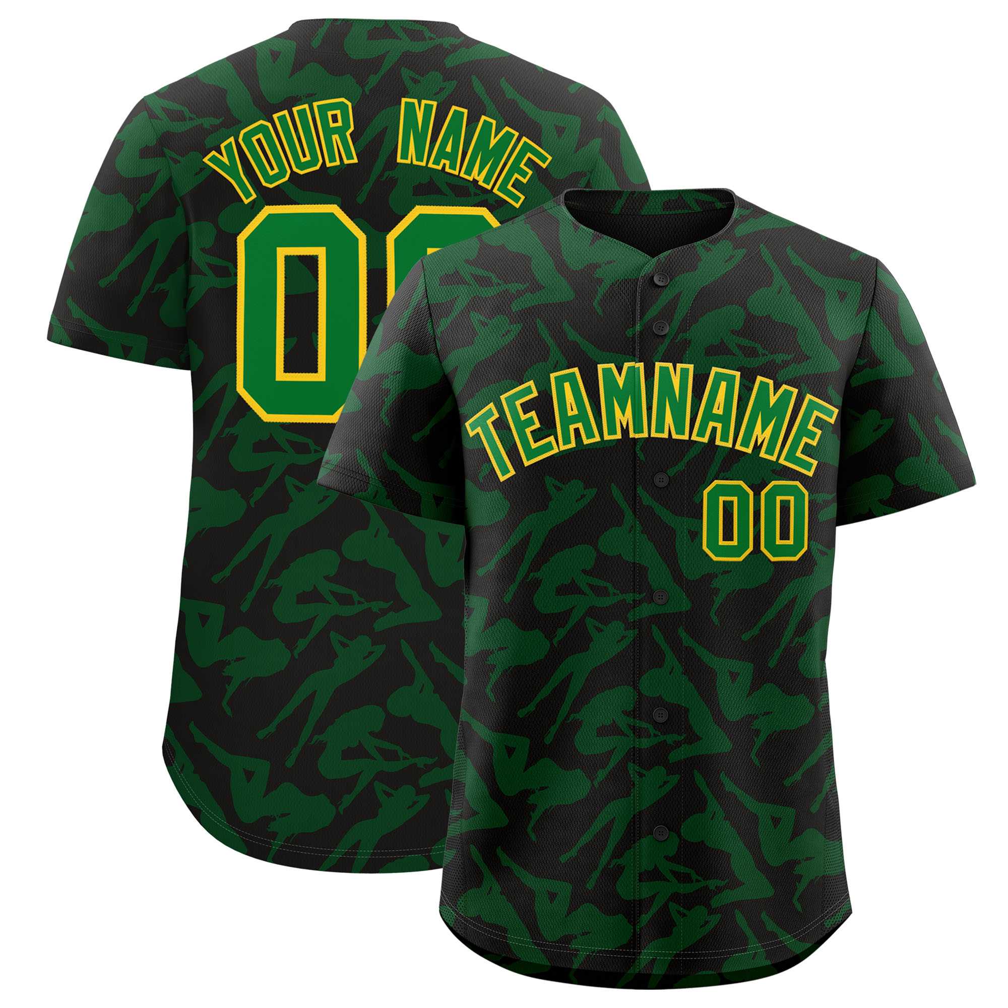 Custom Black Kelly Green Playboy Graffiti Pattern Authentic Baseball Jersey| KXKSHOP