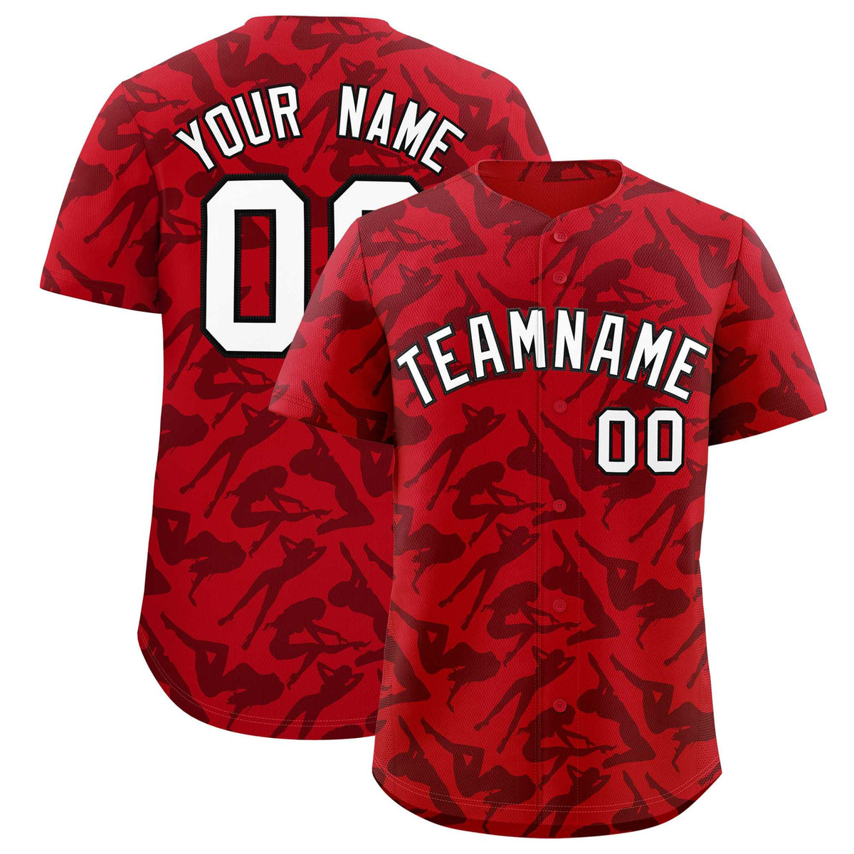 Custom Red Black Playboy Graffiti Pattern Authentic Baseball Jersey| KXKSHOP