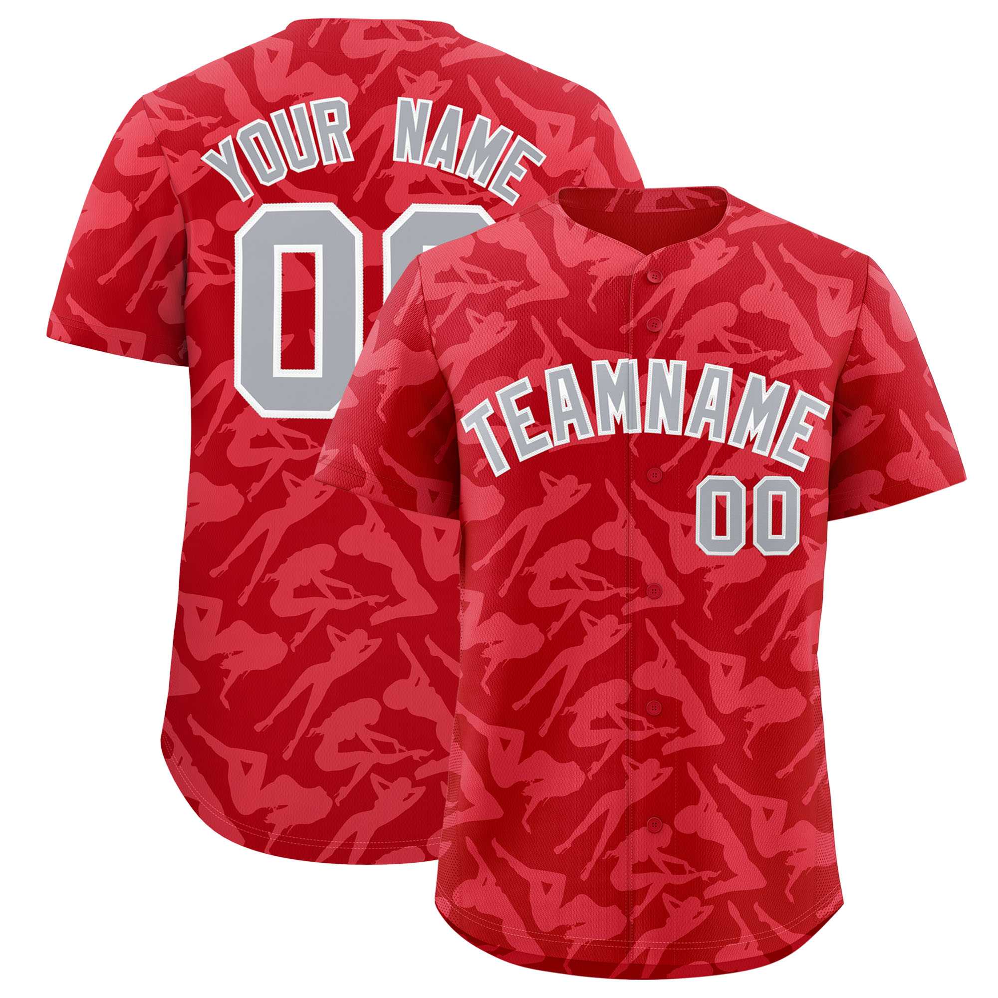 Custom Red Silver Playboy Graffiti Pattern Authentic Baseball Jersey| KXKSHOP