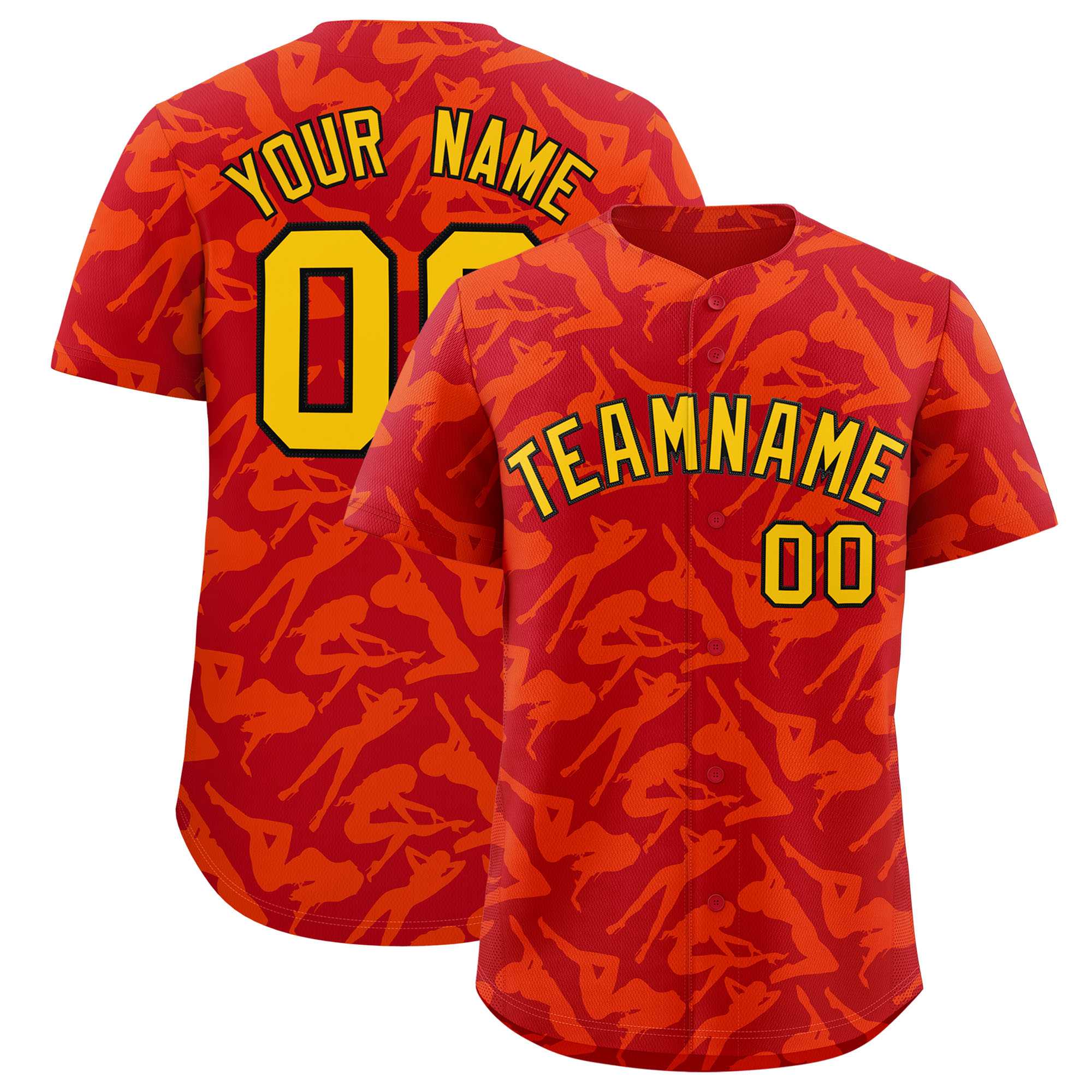 Custom Red Orange Playboy Graffiti Pattern Authentic Baseball Jersey| KXKSHOP