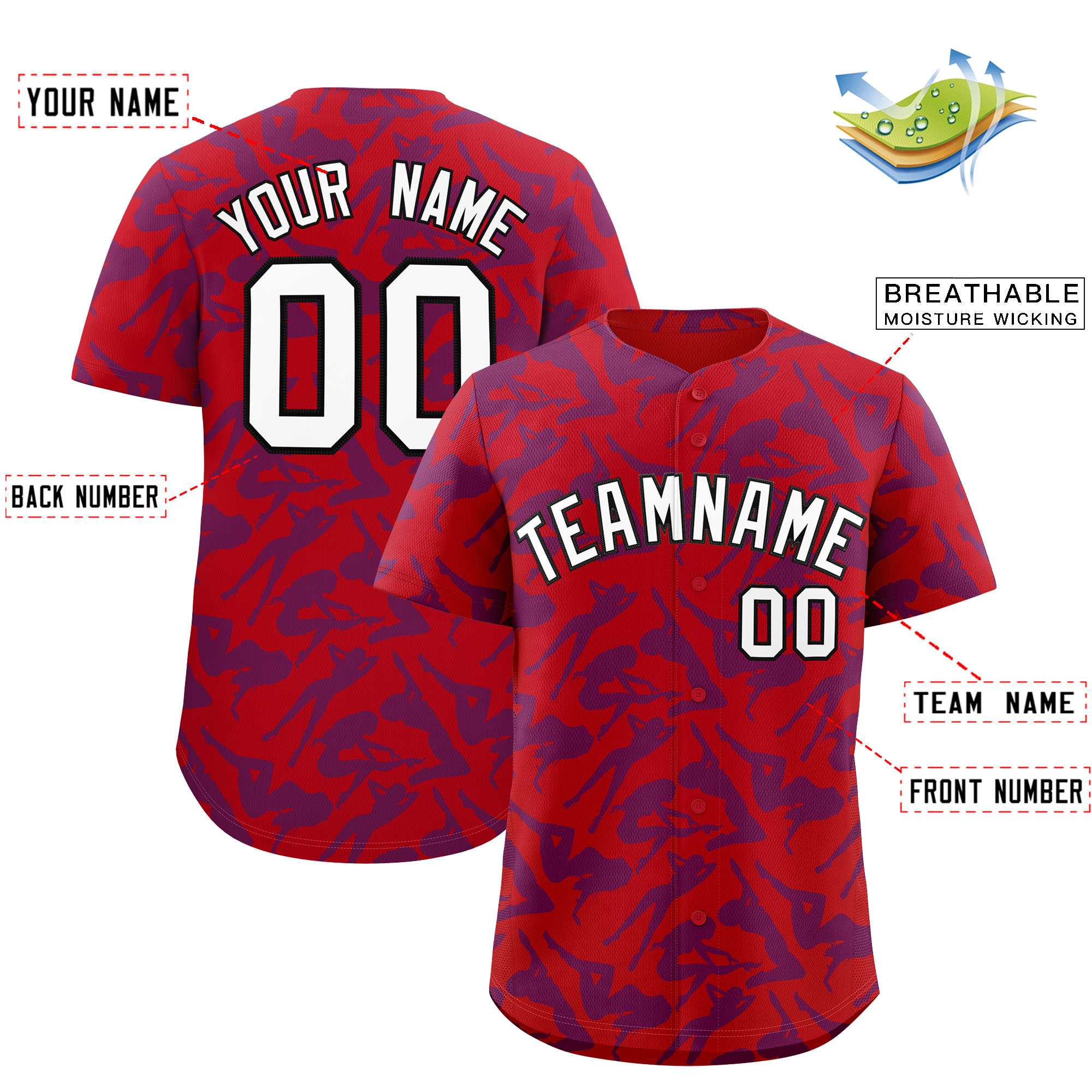 Custom Red Purple Playboy Graffiti Pattern Authentic Baseball Jersey| KXKSHOP