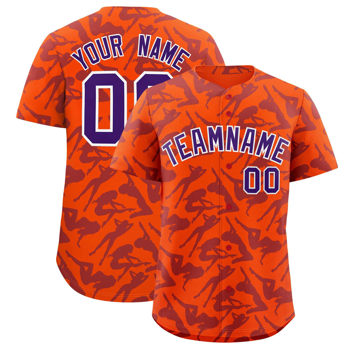 Custom Orange Purple Playboy Graffiti Pattern Authentic Baseball Jersey| KXKSHOP