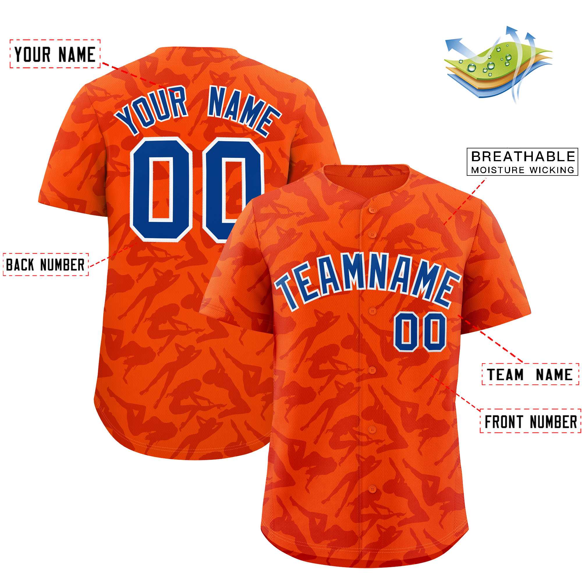 Custom Orange Red Playboy Graffiti Pattern Authentic Baseball Jersey| KXKSHOP
