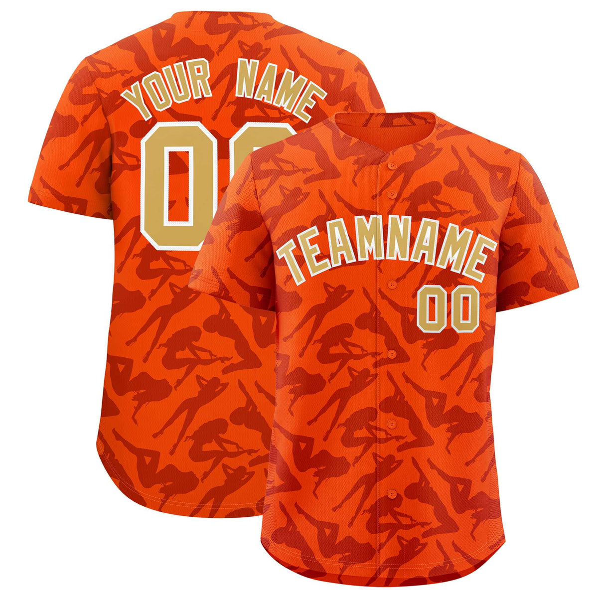 Custom Orange Crimson Playboy Graffiti Pattern Authentic Baseball Jersey| KXKSHOP