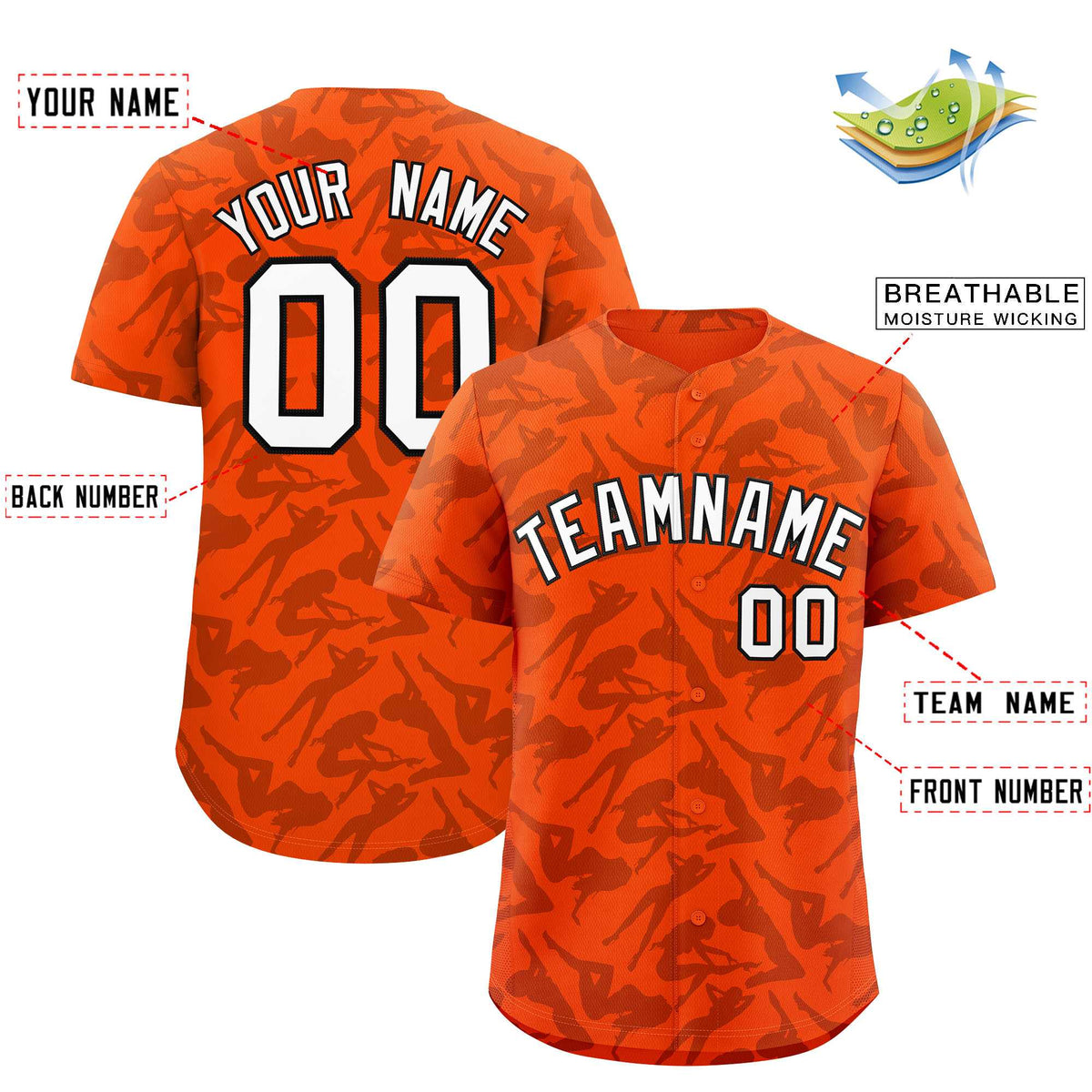 Custom Orange Black Playboy Graffiti Pattern Authentic Baseball Jersey| KXKSHOP