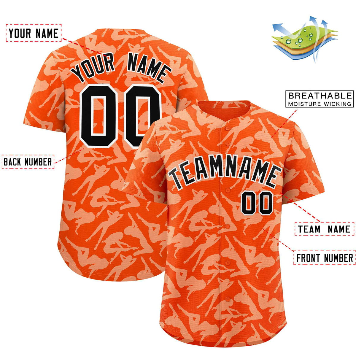 Custom Orange White Playboy Graffiti Pattern Authentic Baseball Jersey| KXKSHOP