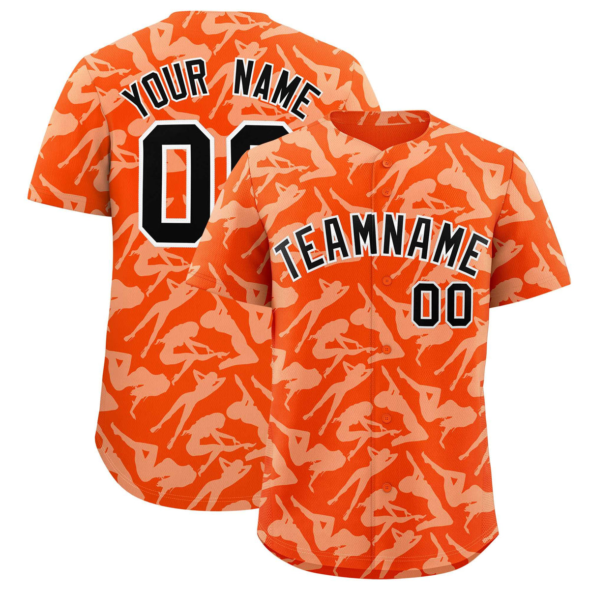 Custom Orange White Playboy Graffiti Pattern Authentic Baseball Jersey| KXKSHOP