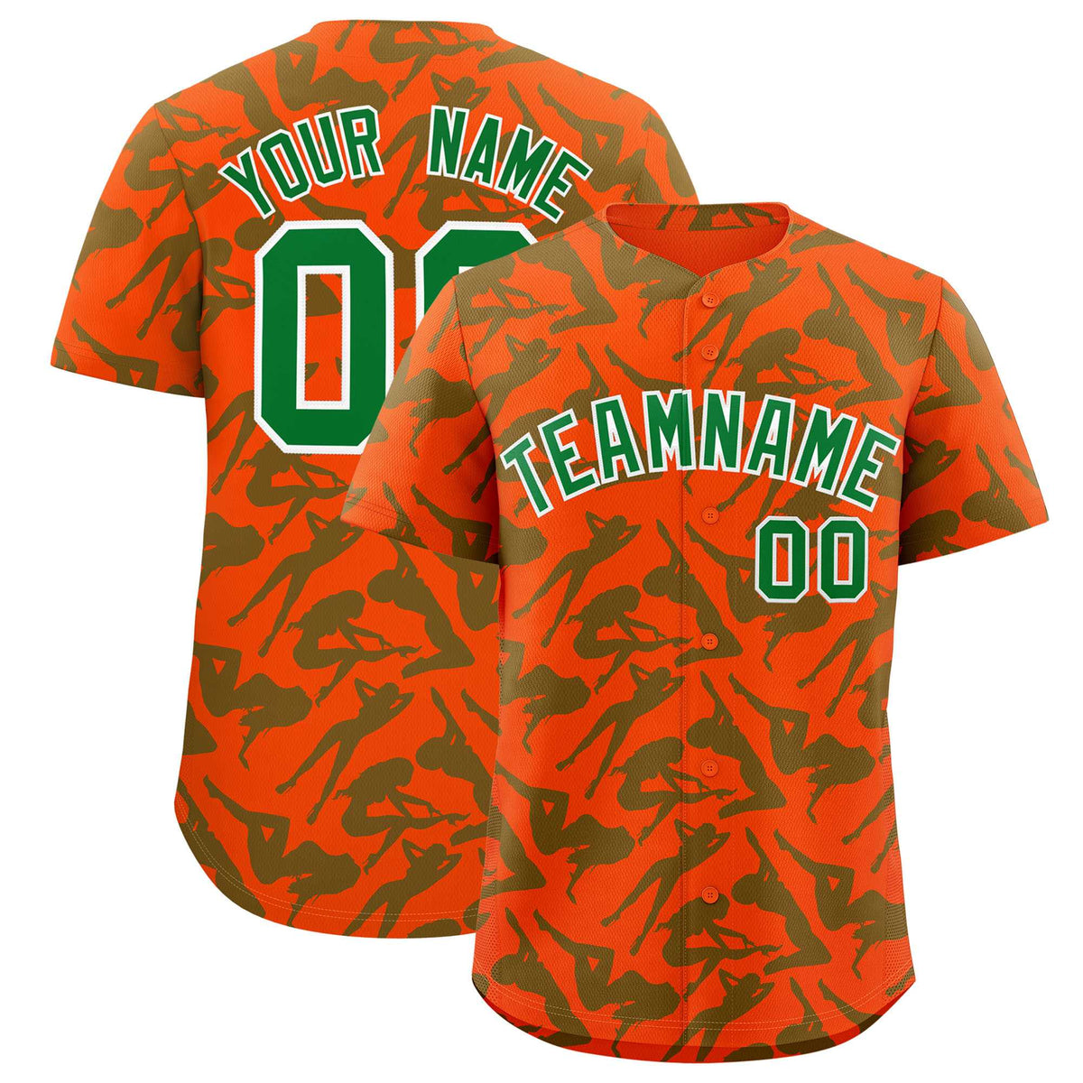Custom Orange Kelly Green Playboy Graffiti Pattern Authentic Baseball Jersey| KXKSHOP