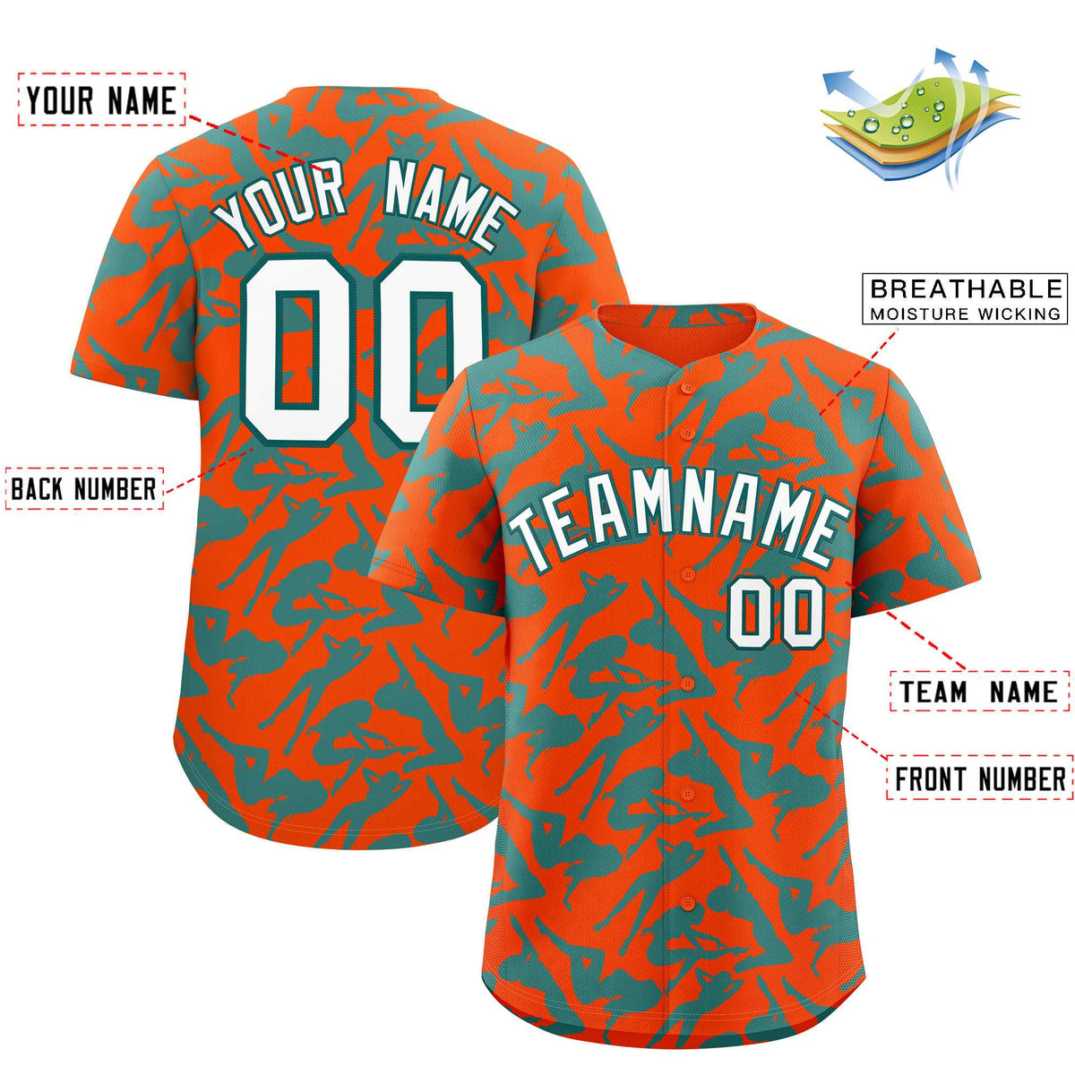 Custom Orange Aqua Playboy Graffiti Pattern Authentic Baseball Jersey| KXKSHOP