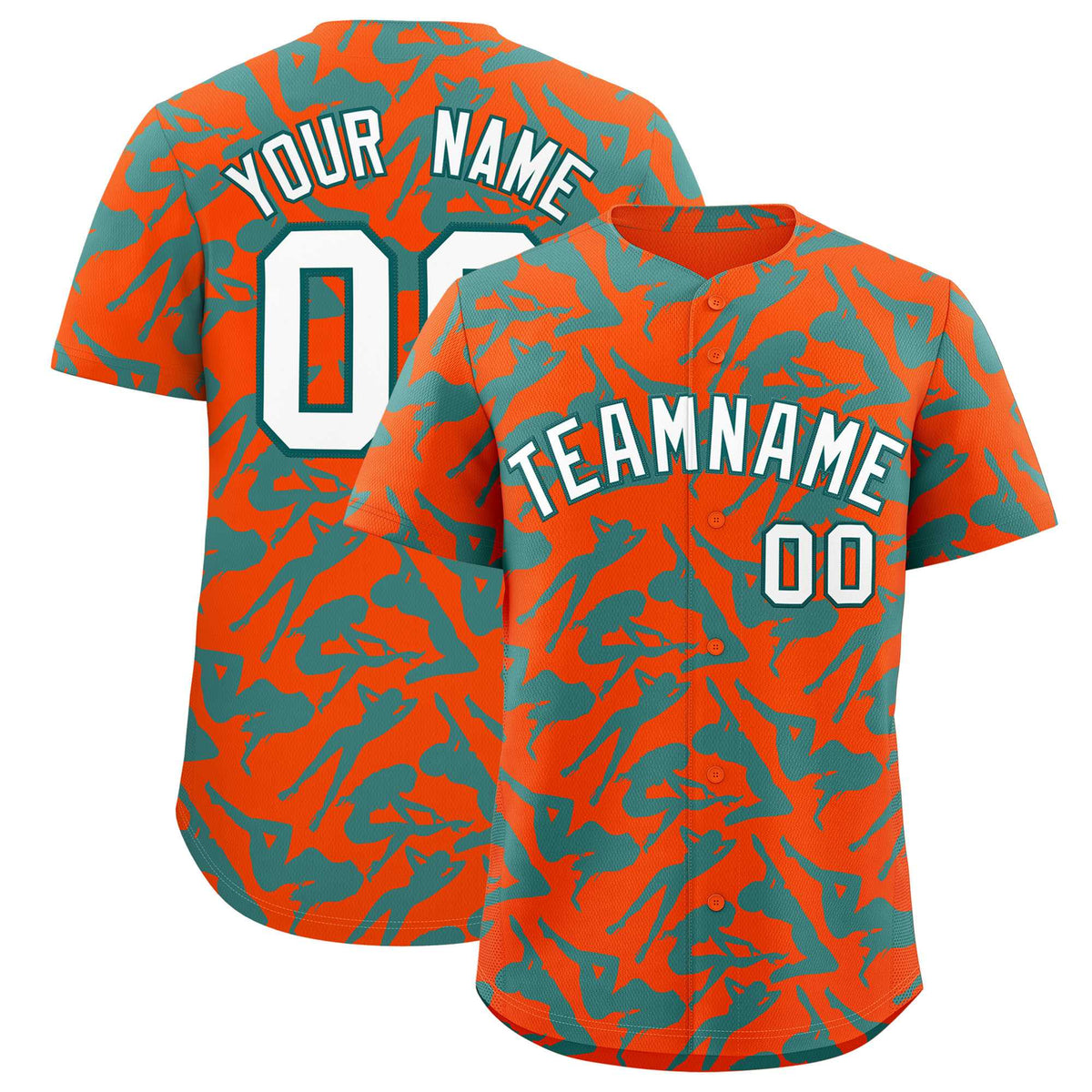 Custom Orange Aqua Playboy Graffiti Pattern Authentic Baseball Jersey| KXKSHOP