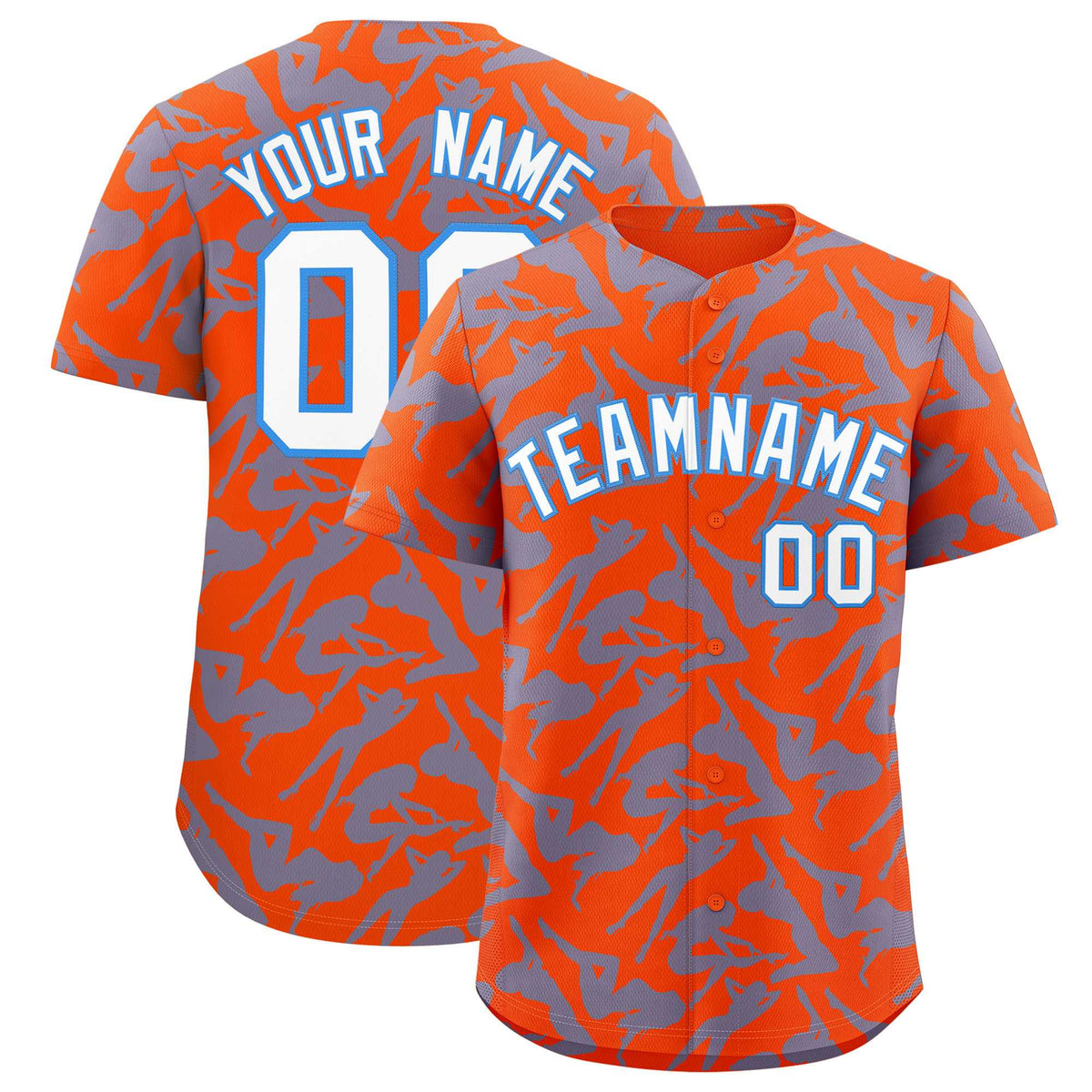 Custom Orange Light Blue Playboy Graffiti Pattern Authentic Baseball Jersey| KXKSHOP