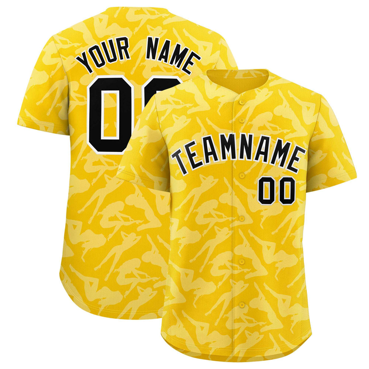 Custom Gold White Playboy Graffiti Pattern Authentic Baseball Jersey| KXKSHOP