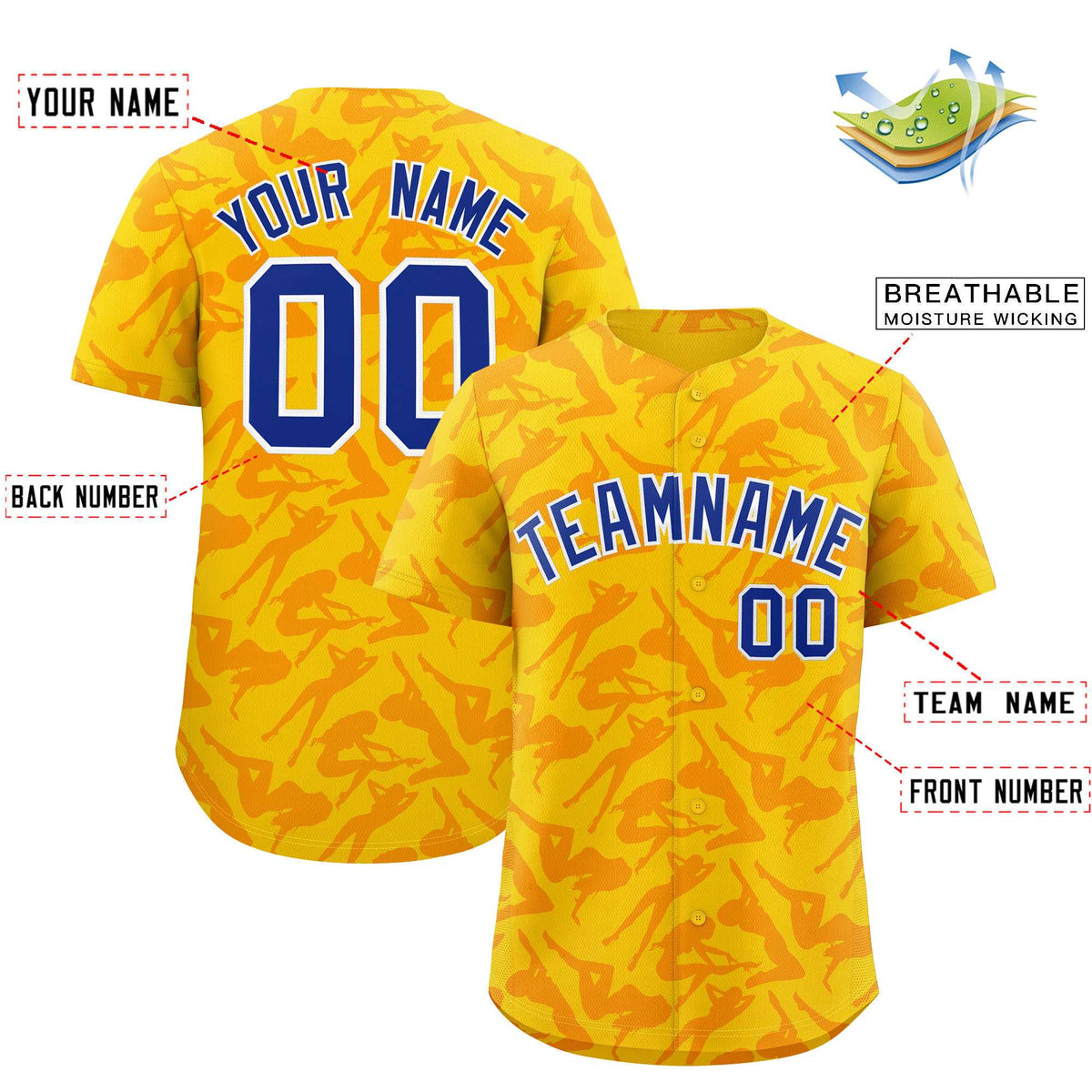 Custom Gold Orange Playboy Graffiti Pattern Authentic Baseball Jersey| KXKSHOP