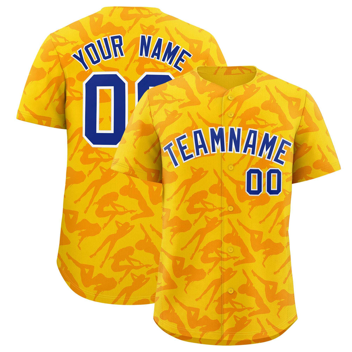 Custom Gold Orange Playboy Graffiti Pattern Authentic Baseball Jersey| KXKSHOP