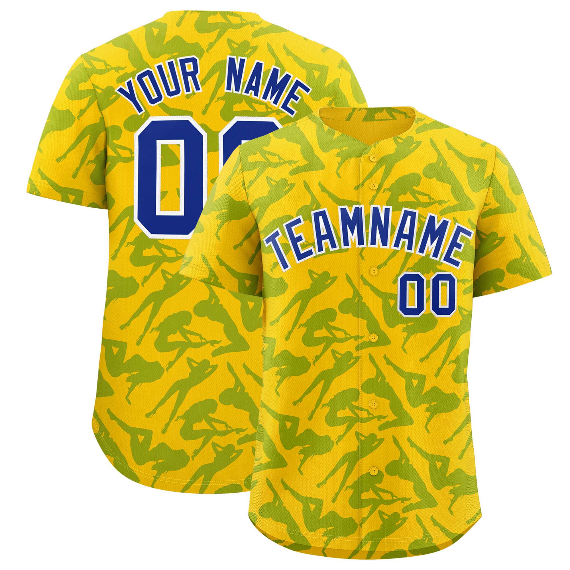 Custom Gold Royal Playboy Graffiti Pattern Authentic Baseball Jersey| KXKSHOP