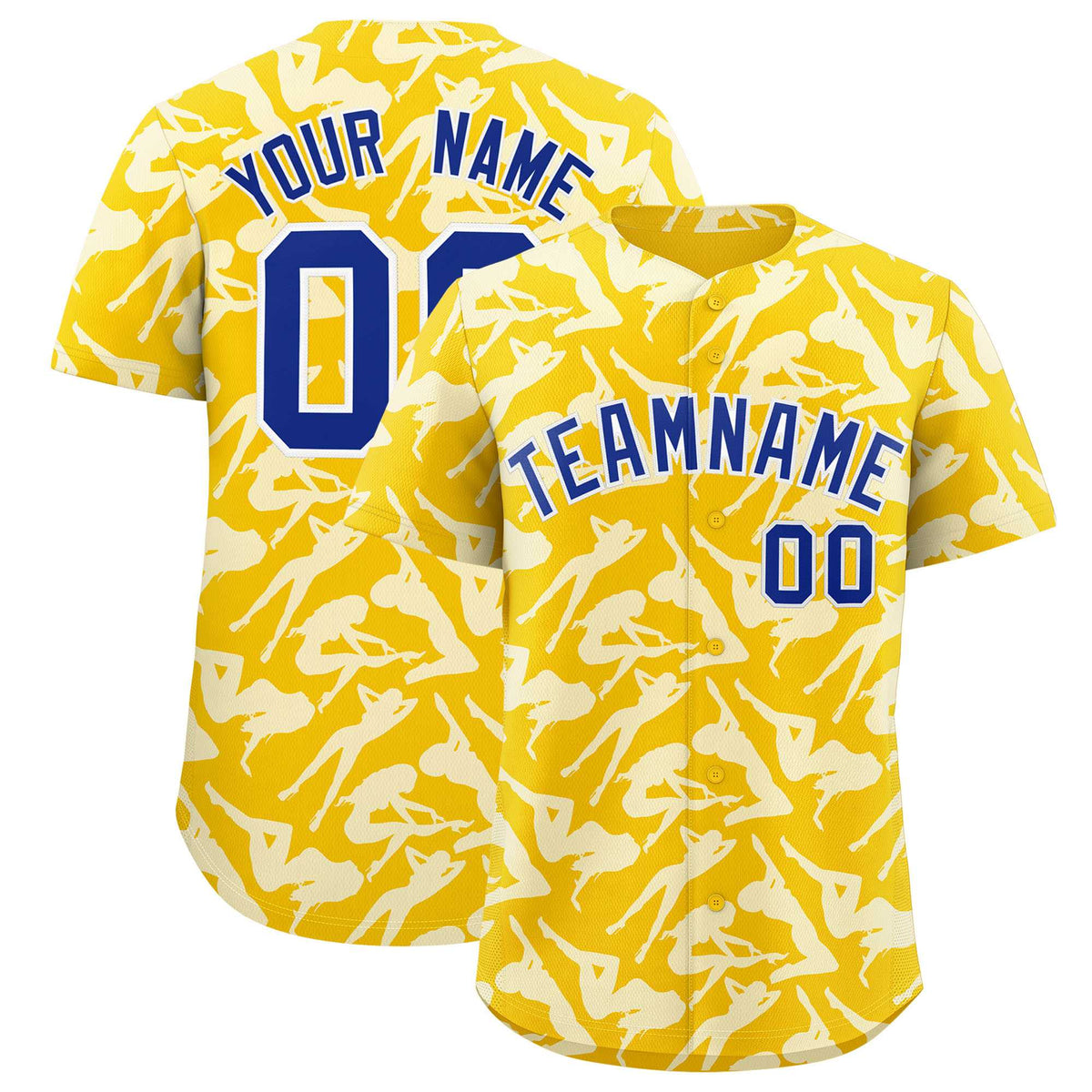 Custom Gold White Playboy Graffiti Pattern Authentic Baseball Jersey| KXKSHOP