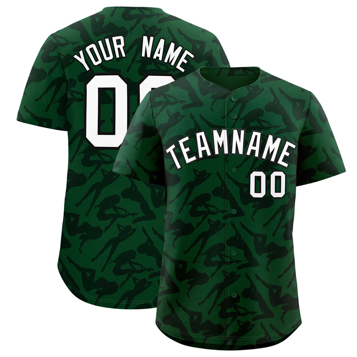 Custom Green Black Playboy Graffiti Pattern Authentic Baseball Jersey| KXKSHOP
