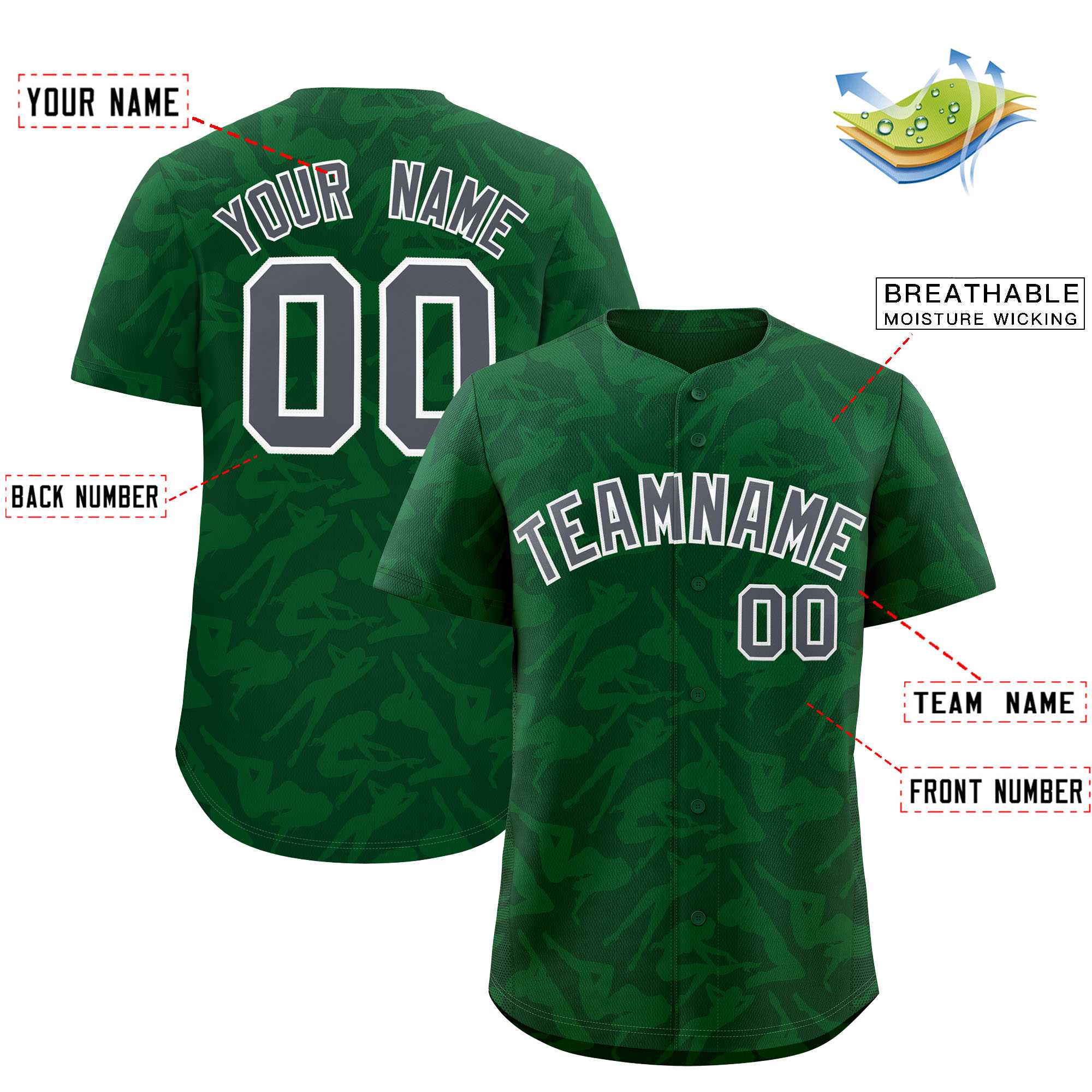 Custom Green Gray Playboy Graffiti Pattern Authentic Baseball Jersey| KXKSHOP