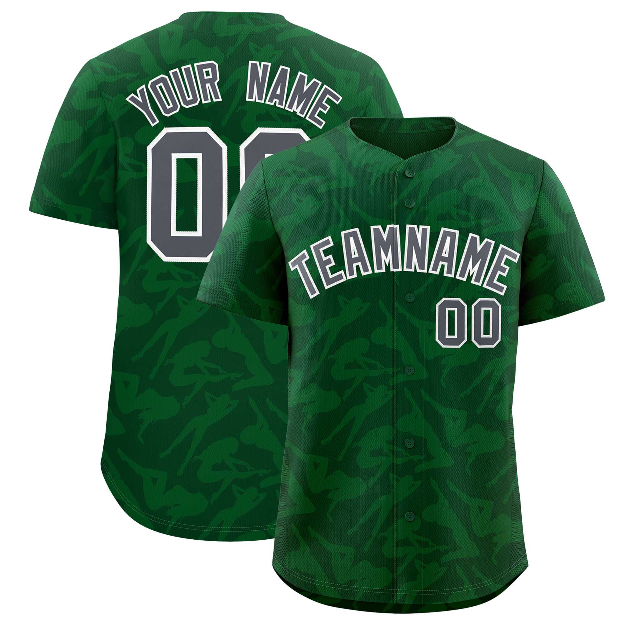 Custom Green Gray Playboy Graffiti Pattern Authentic Baseball Jersey| KXKSHOP