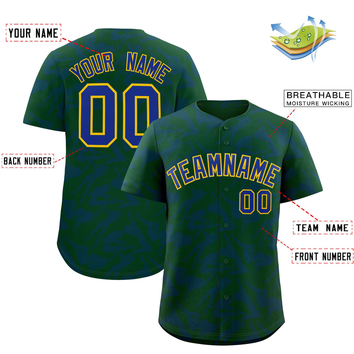 Custom Green Royal Playboy Graffiti Pattern Authentic Baseball Jersey| KXKSHOP