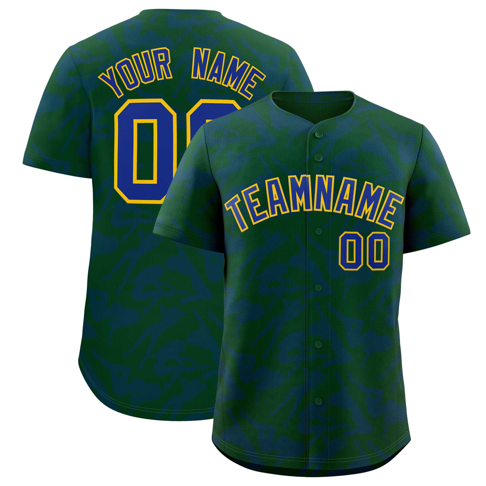 Custom Green Royal Playboy Graffiti Pattern Authentic Baseball Jersey| KXKSHOP