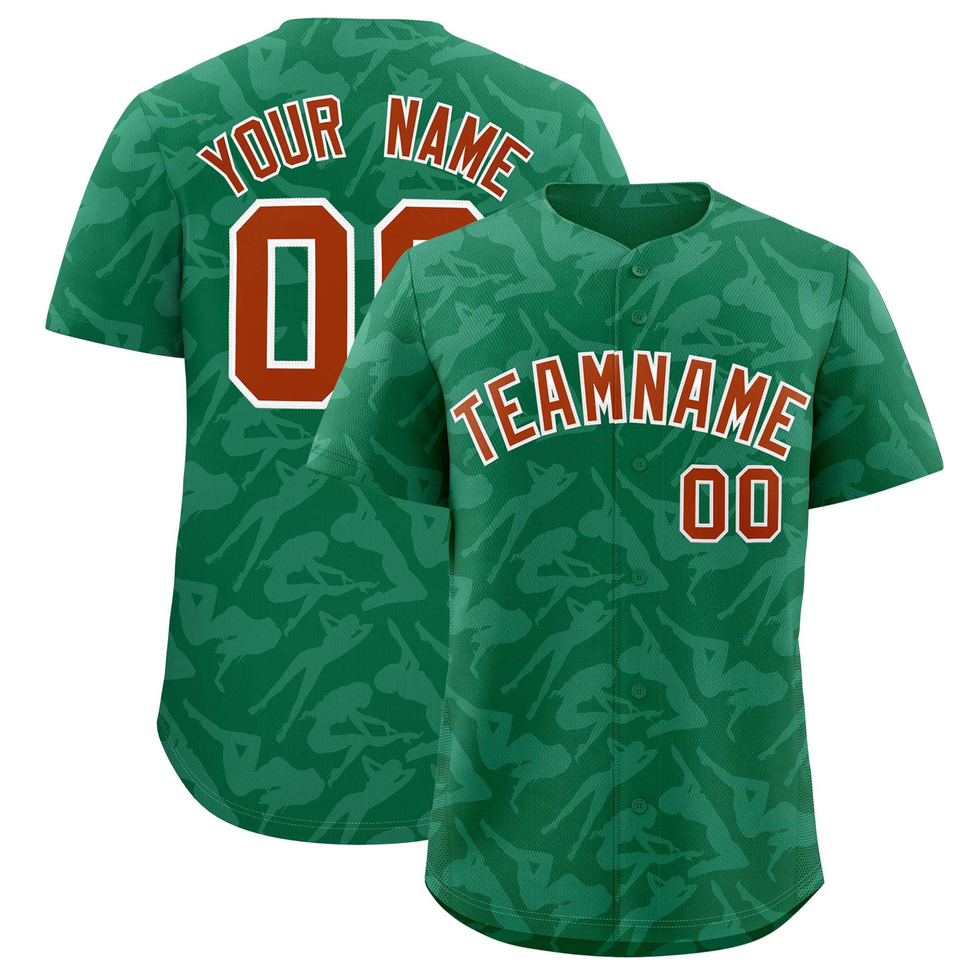 Custom Kelly Green White Playboy Graffiti Pattern Authentic Baseball Jersey| KXKSHOP