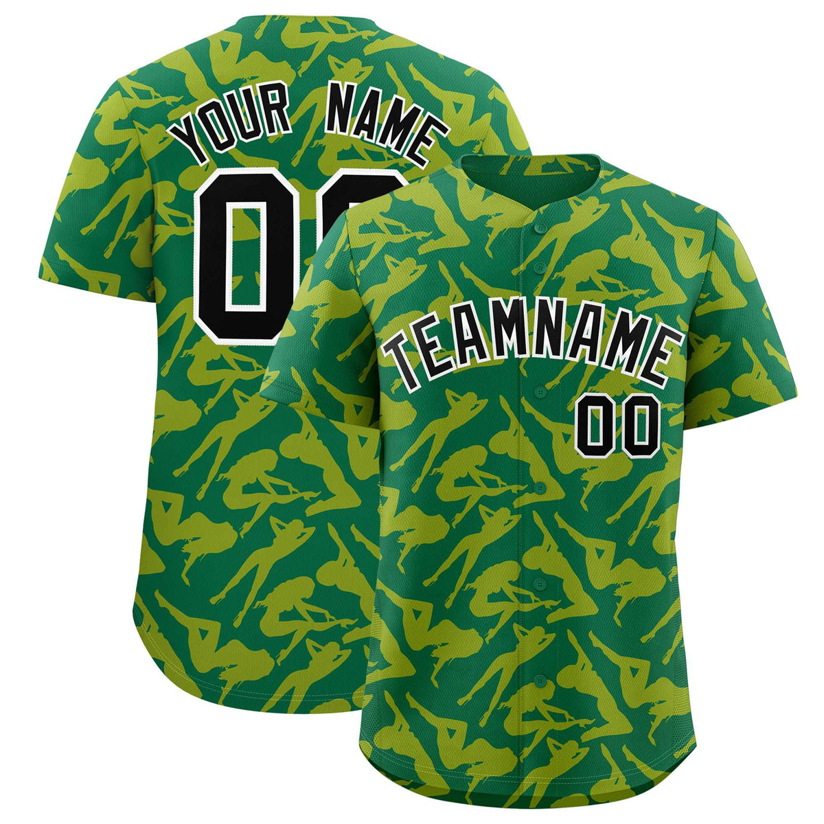 Custom Kelly Green Gold Playboy Graffiti Pattern Authentic Baseball Jersey| KXKSHOP