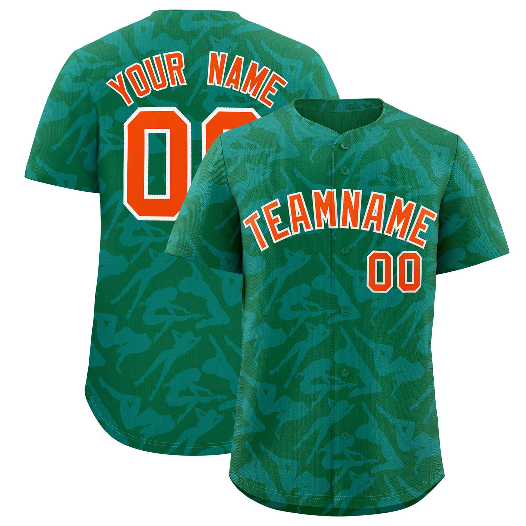Custom Kelly Green Aqua Playboy Graffiti Pattern Authentic Baseball Jersey| KXKSHOP
