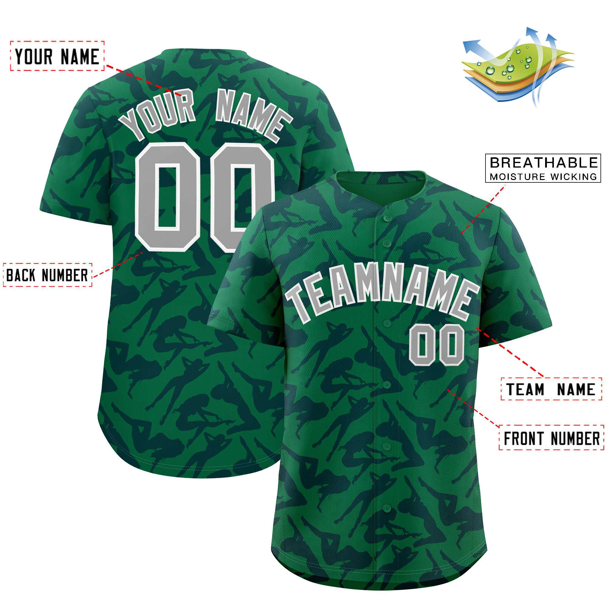 Custom Kelly Green Navy Playboy Graffiti Pattern Authentic Baseball Jersey| KXKSHOP