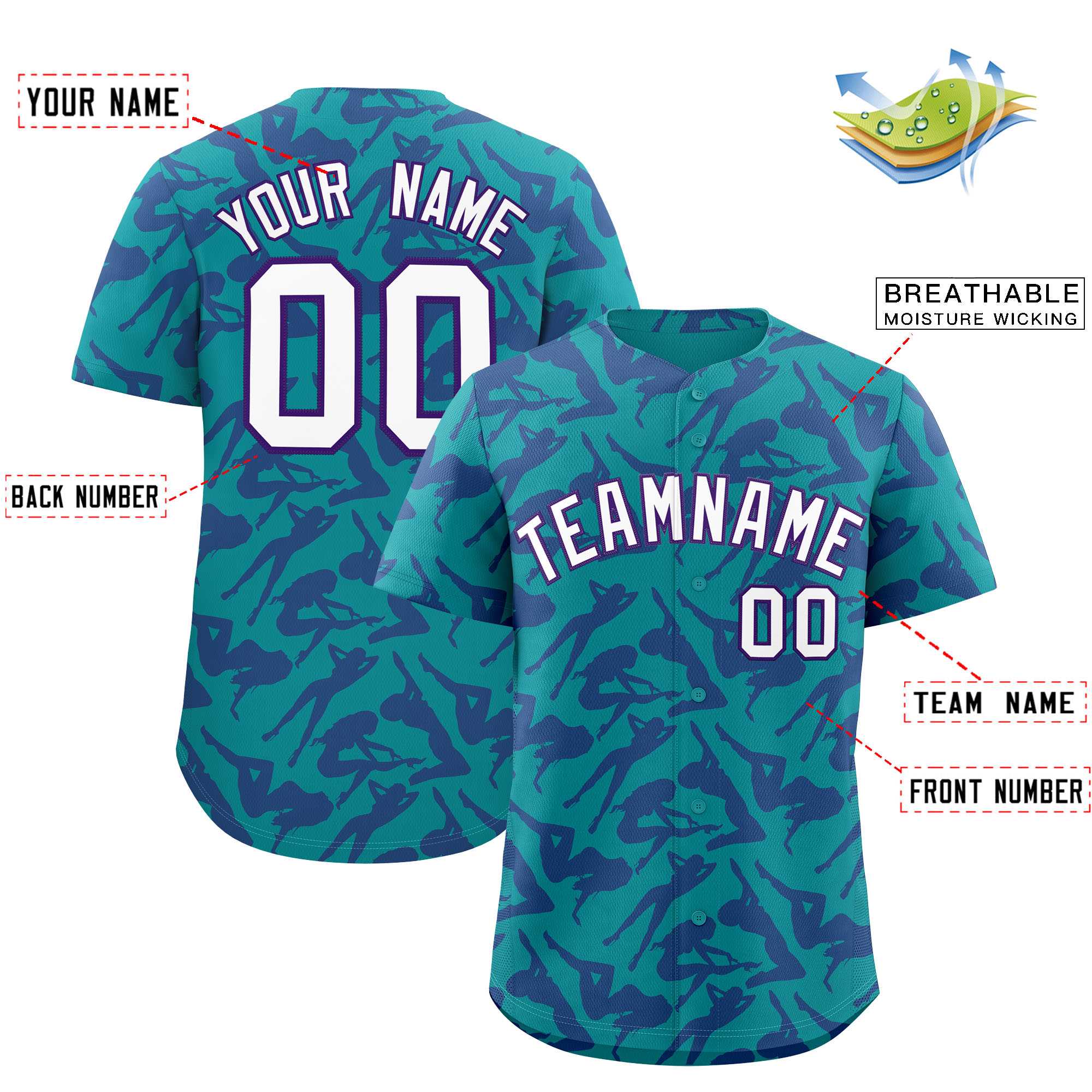 Custom Aqua Purple Playboy Graffiti Pattern Authentic Baseball Jersey| KXKSHOP