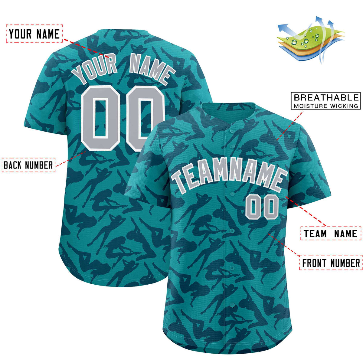 Custom Aqua Navy Playboy Graffiti Pattern Authentic Baseball Jersey| KXKSHOP