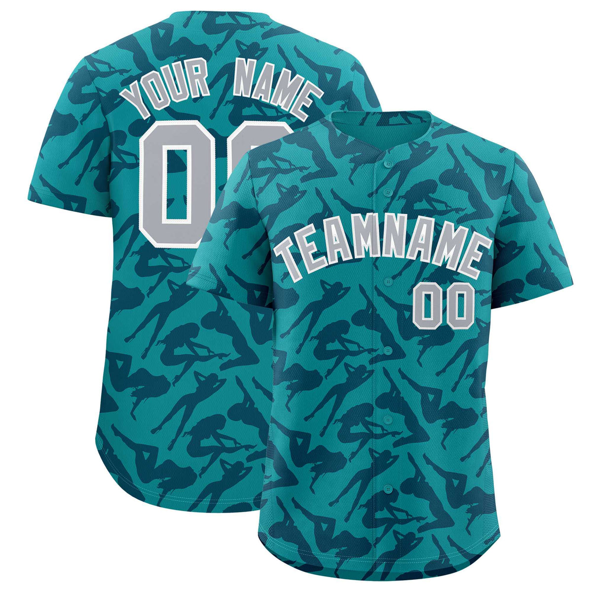 Custom Aqua Navy Playboy Graffiti Pattern Authentic Baseball Jersey| KXKSHOP