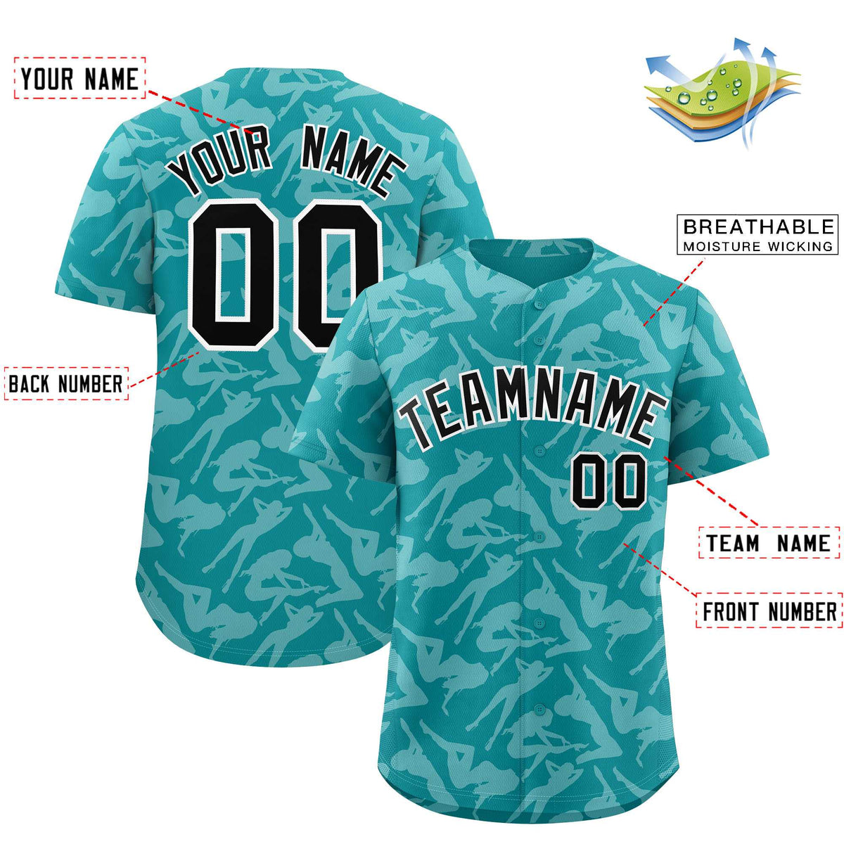 Custom Aqua White Playboy Graffiti Pattern Authentic Baseball Jersey| KXKSHOP