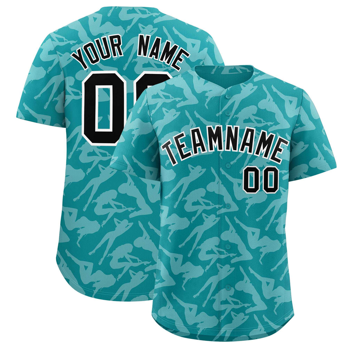 Custom Aqua White Playboy Graffiti Pattern Authentic Baseball Jersey| KXKSHOP