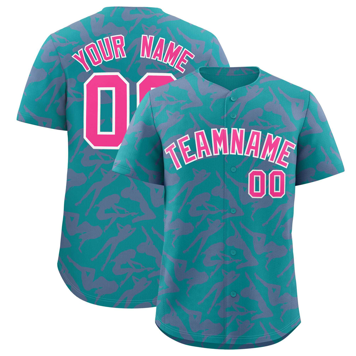 Custom Aqua Pink Playboy Graffiti Pattern Authentic Baseball Jersey| KXKSHOP