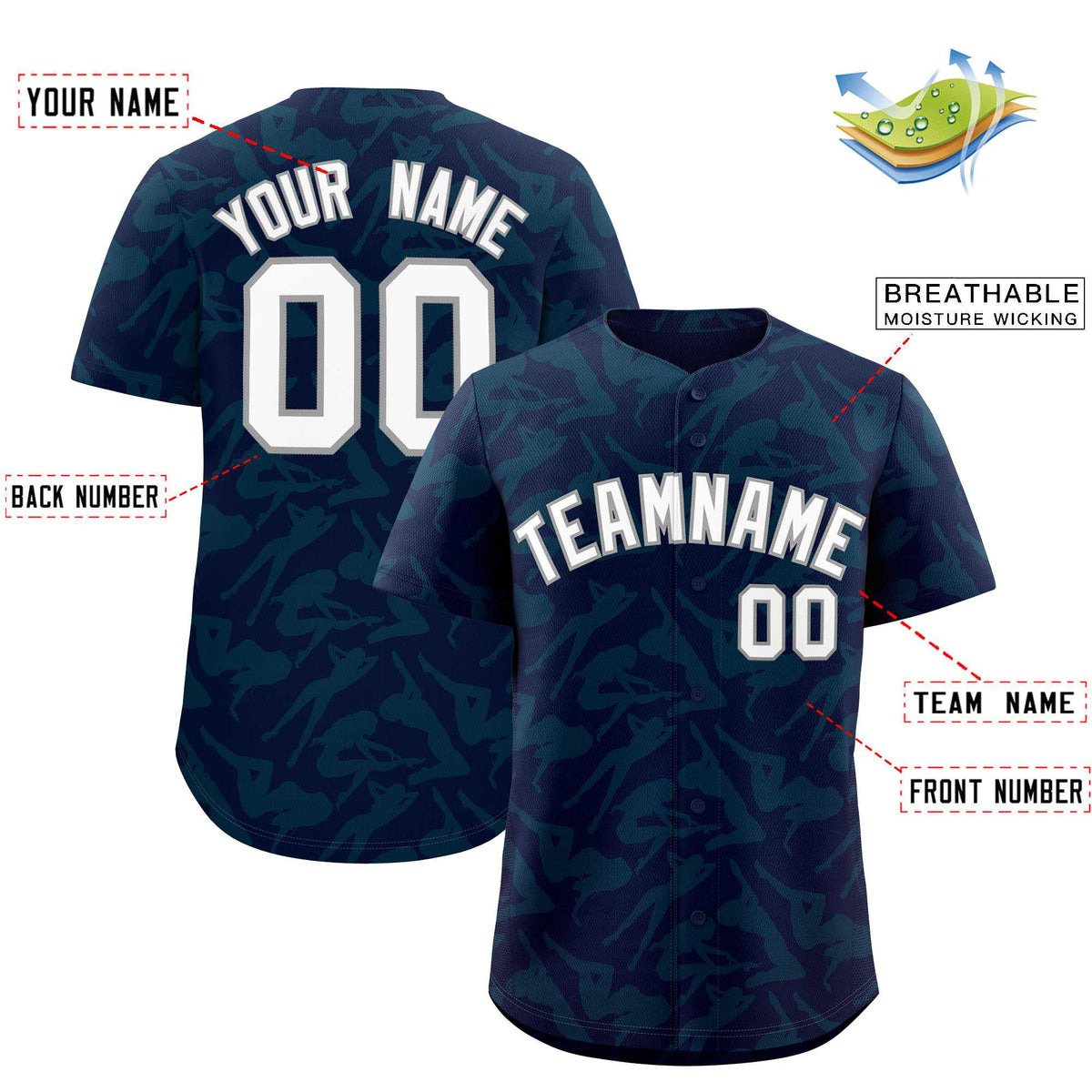 Custom Navy Aqua Playboy Graffiti Pattern Authentic Baseball Jersey| KXKSHOP