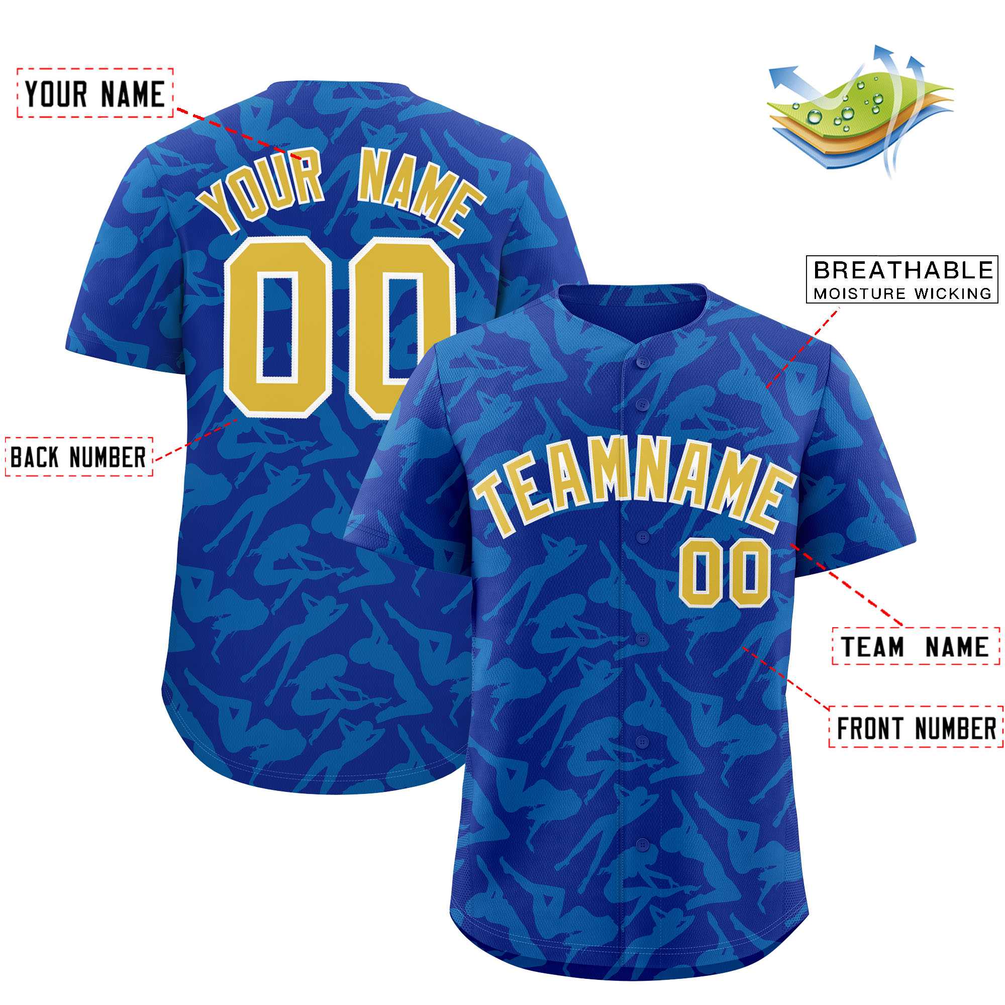 Custom Royal Powder Blue Playboy Graffiti Pattern Authentic Baseball Jersey| KXKSHOP