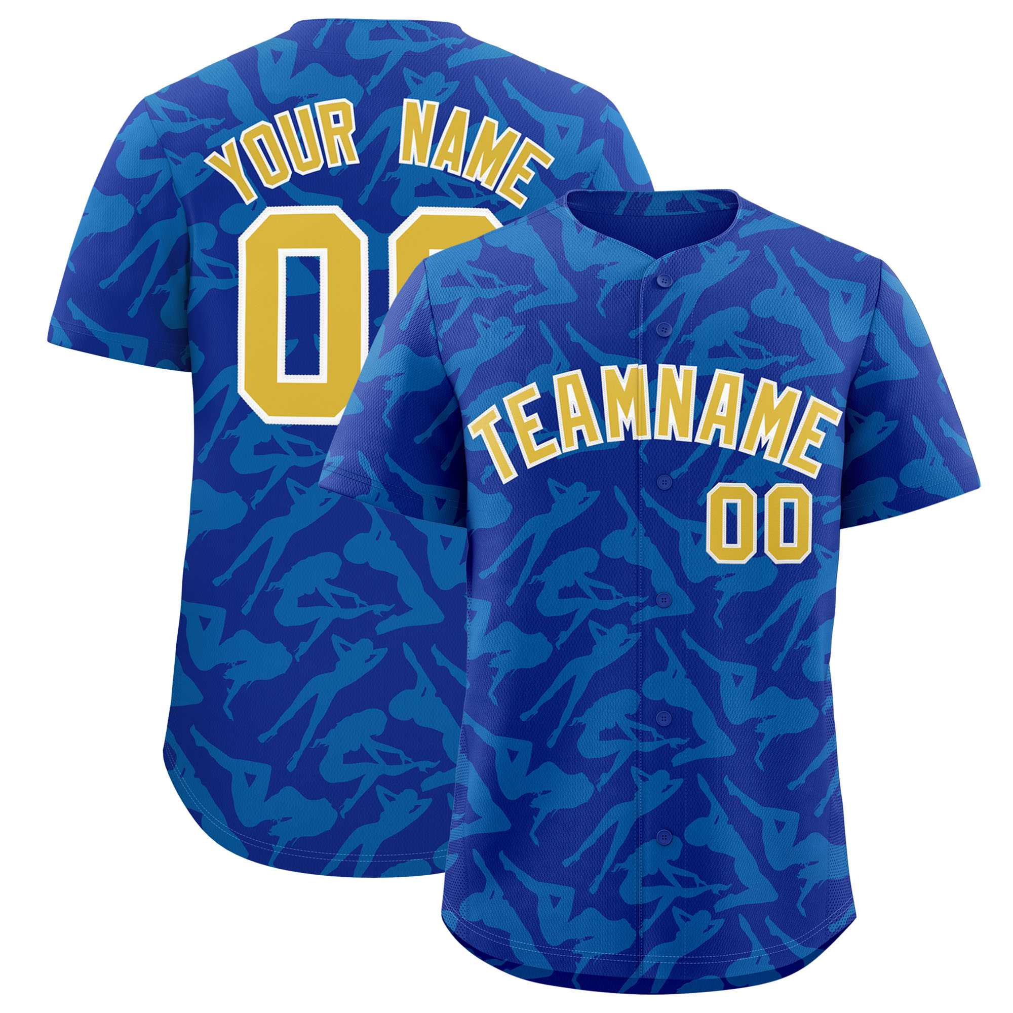 Custom Royal Powder Blue Playboy Graffiti Pattern Authentic Baseball Jersey| KXKSHOP