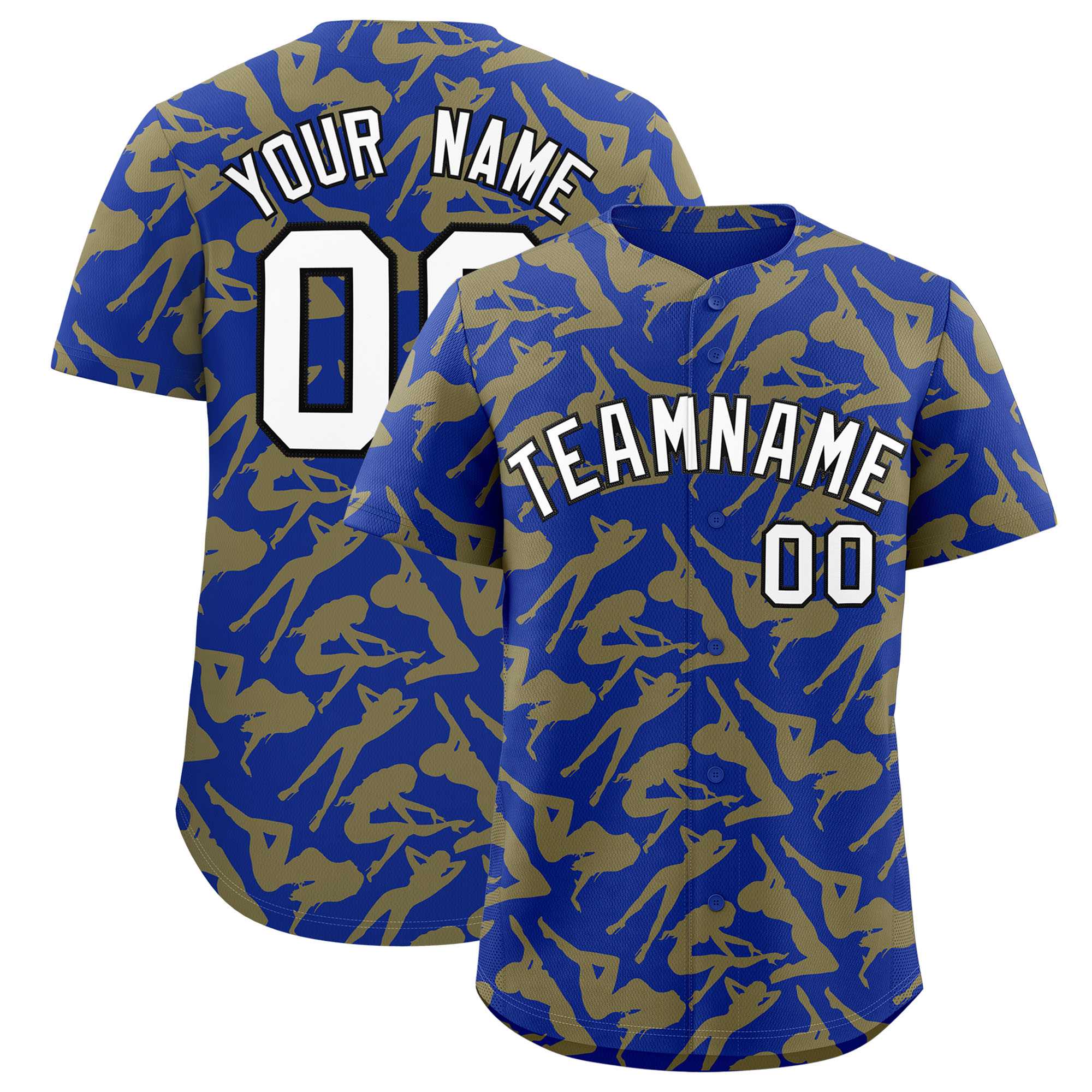 Custom Royal Gold Playboy Graffiti Pattern Authentic Baseball Jersey| KXKSHOP