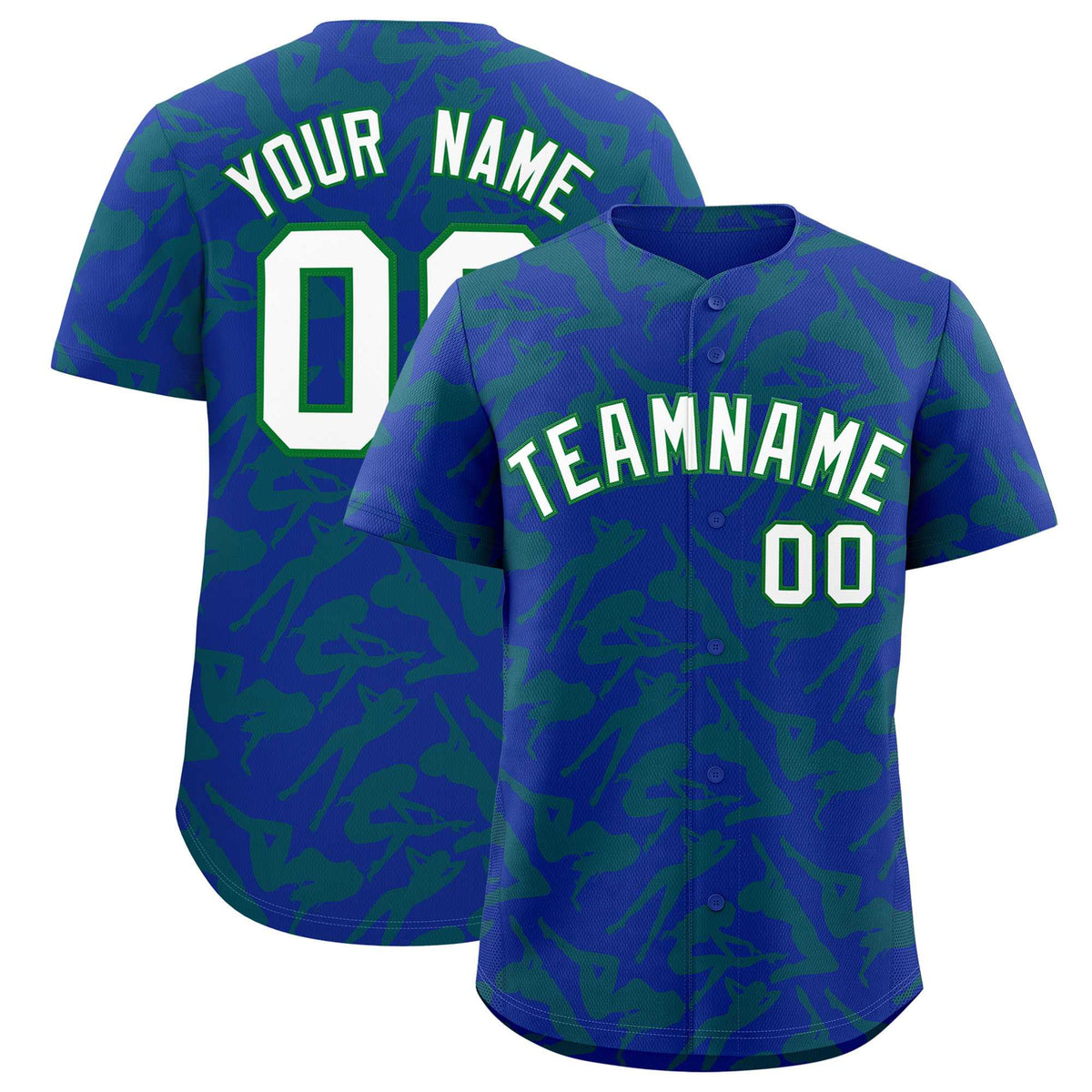 Custom Royal Kelly Green Playboy Graffiti Pattern Authentic Baseball Jersey| KXKSHOP