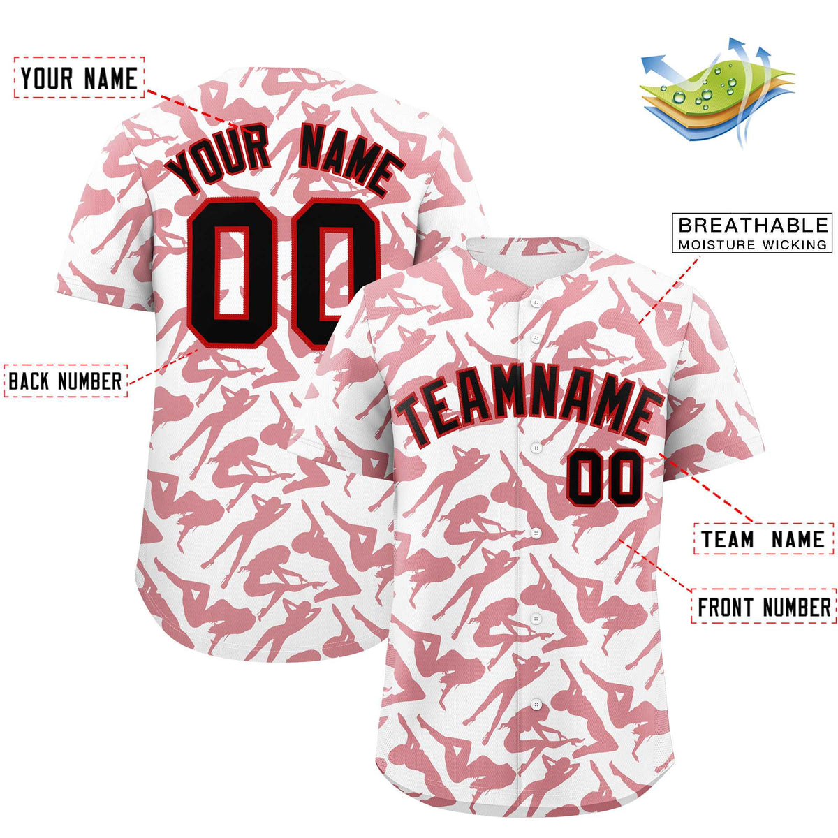 Custom White Red Playboy Graffiti Pattern Authentic Baseball Jersey| KXKSHOP