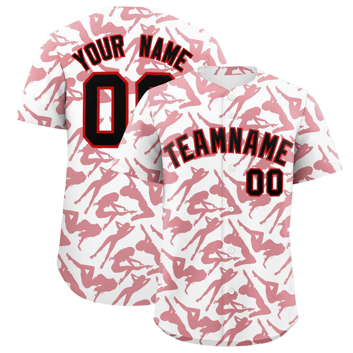 Custom White Red Playboy Graffiti Pattern Authentic Baseball Jersey| KXKSHOP