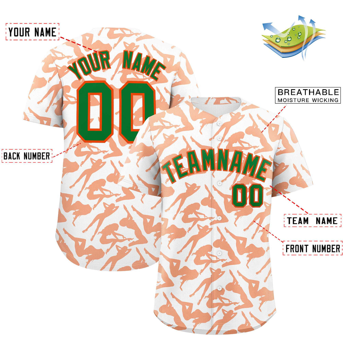 Custom White Orange Playboy Graffiti Pattern Authentic Baseball Jersey| KXKSHOP