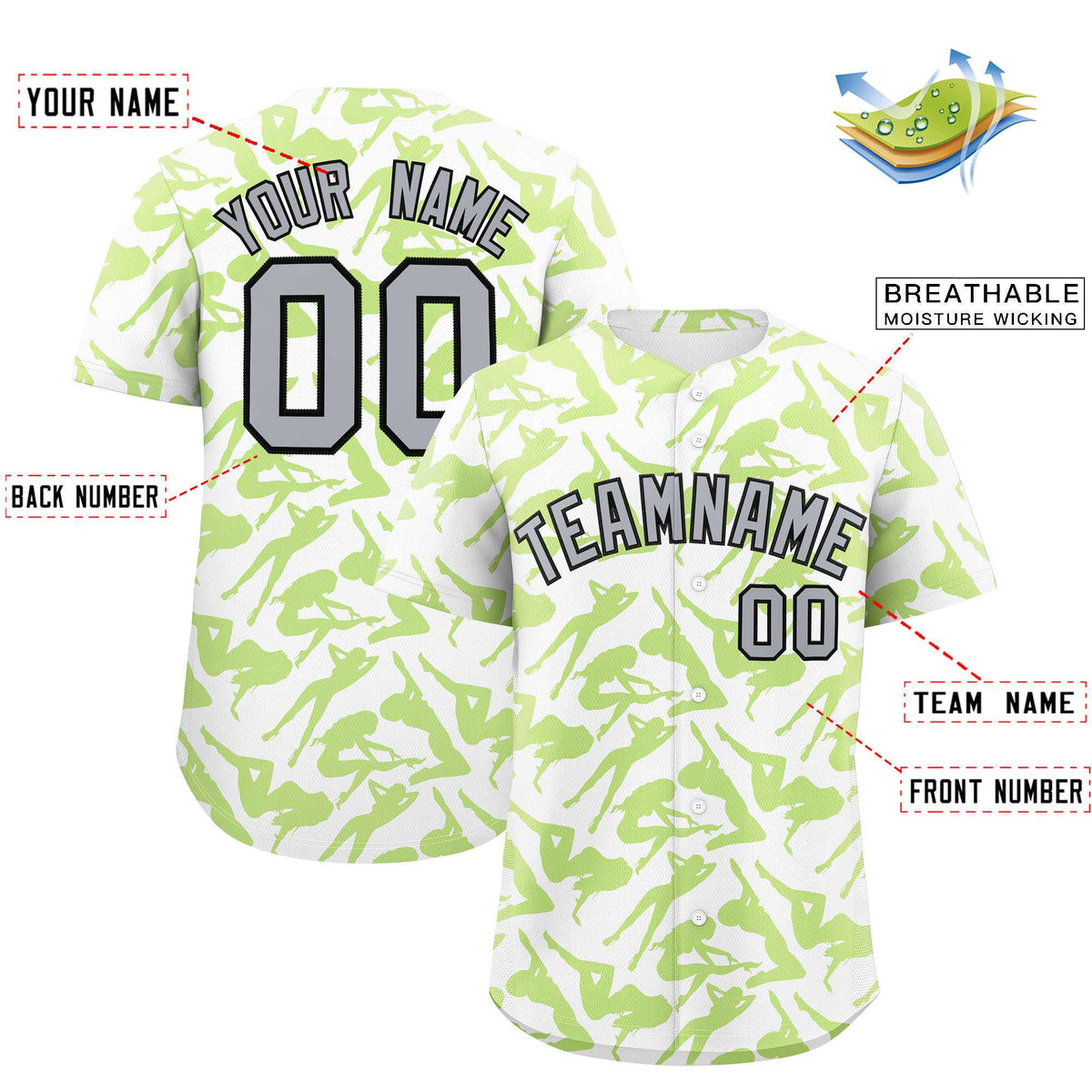 Custom White Neon Green Playboy Graffiti Pattern Authentic Baseball Jersey| KXKSHOP