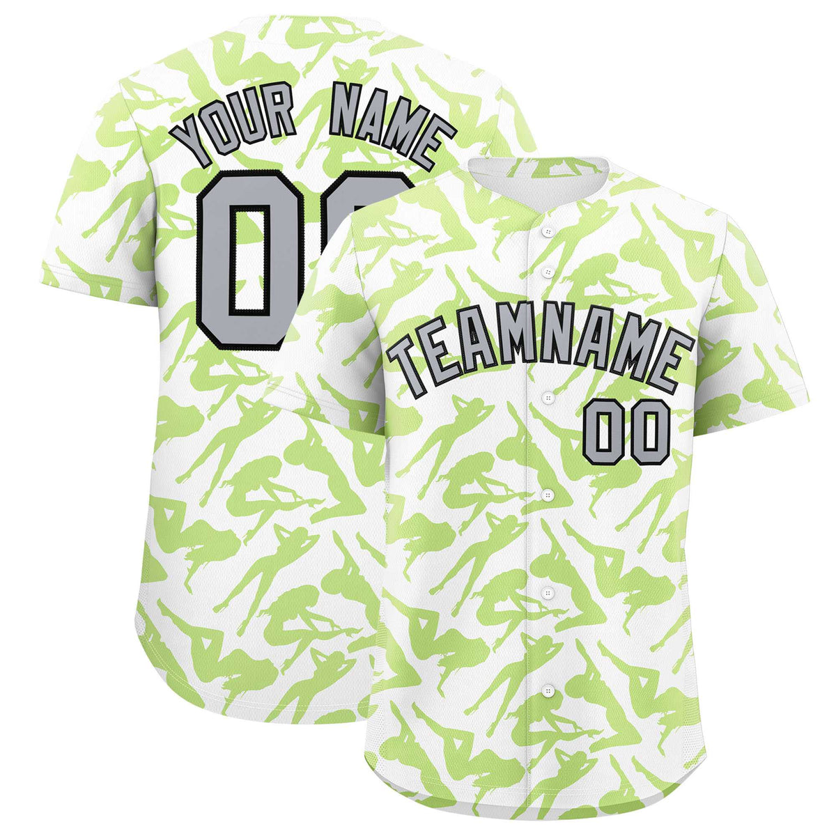 Custom White Neon Green Playboy Graffiti Pattern Authentic Baseball Jersey| KXKSHOP